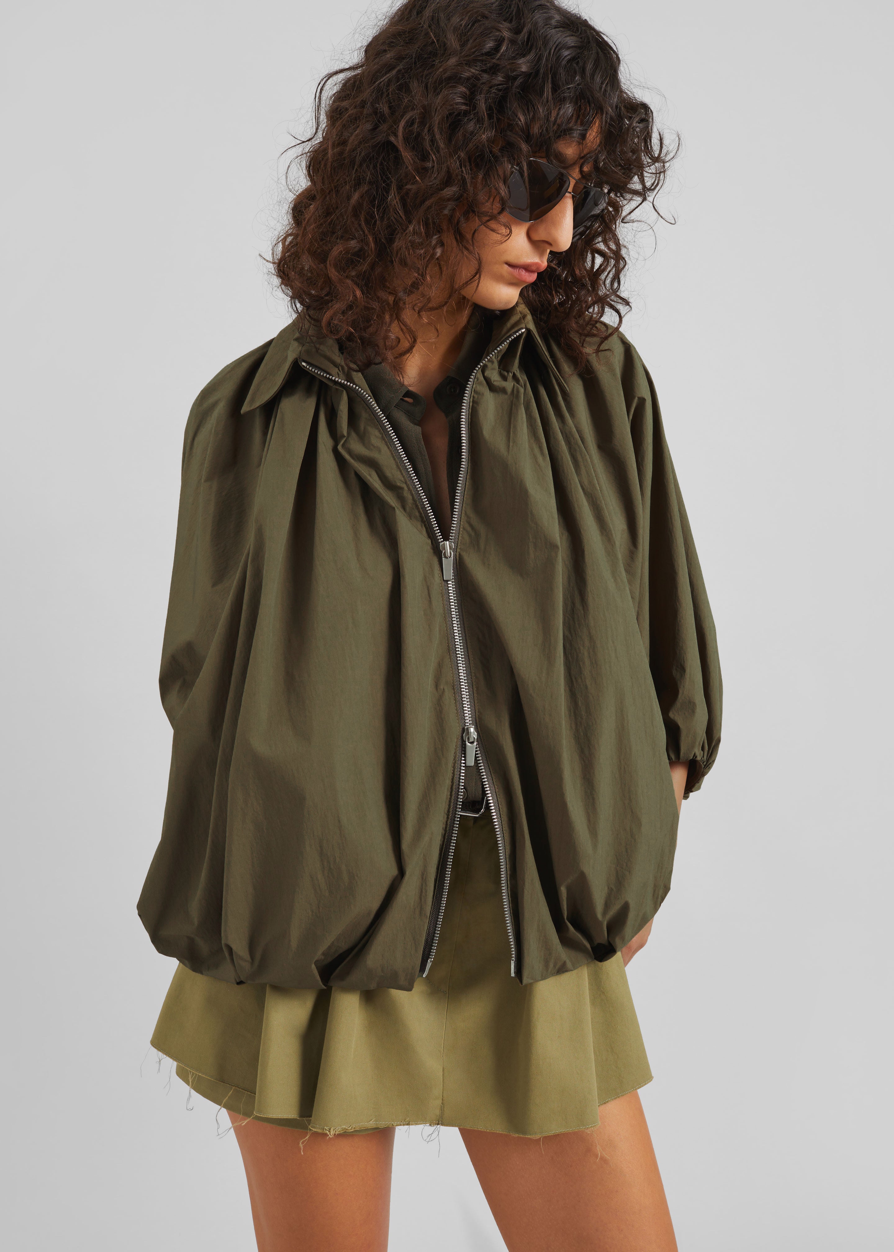 Murray Batwing Sleeve Balloon Jacket - Olive Brown - 9