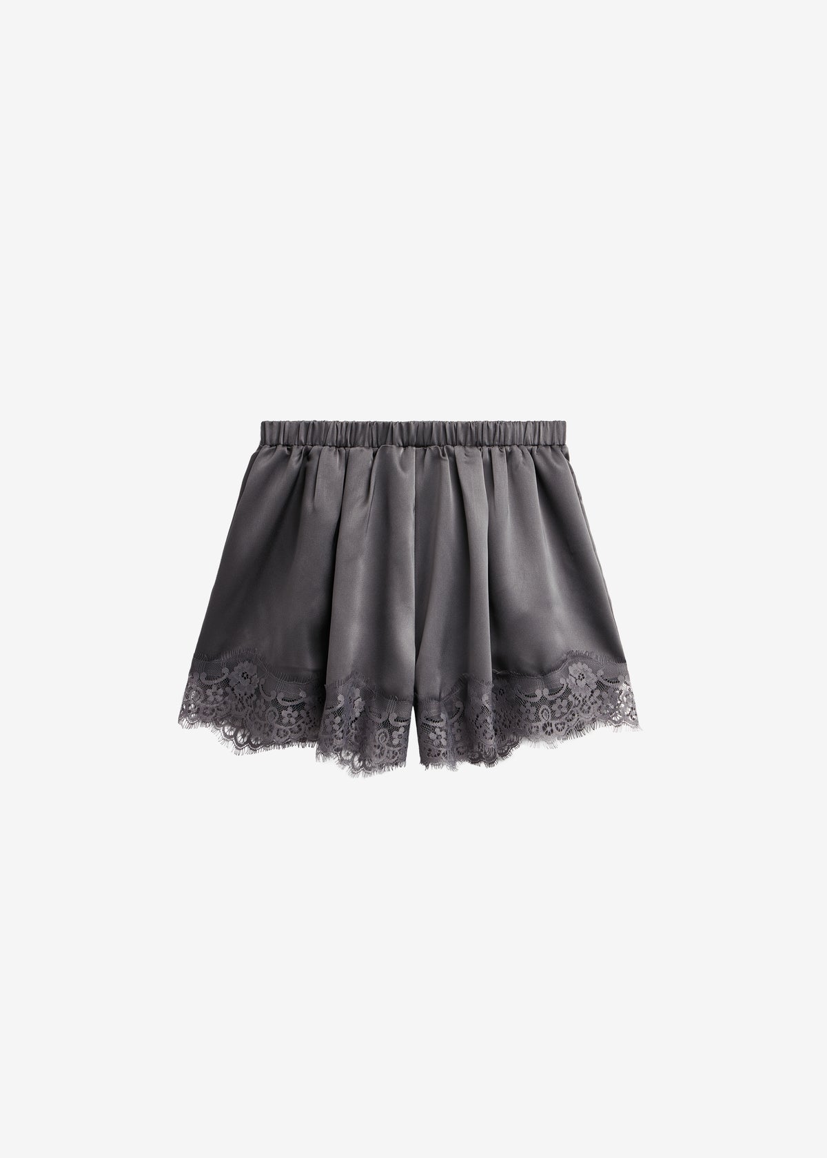 Mylah Satin Lace Trim Shorts - Slate Grey - 10