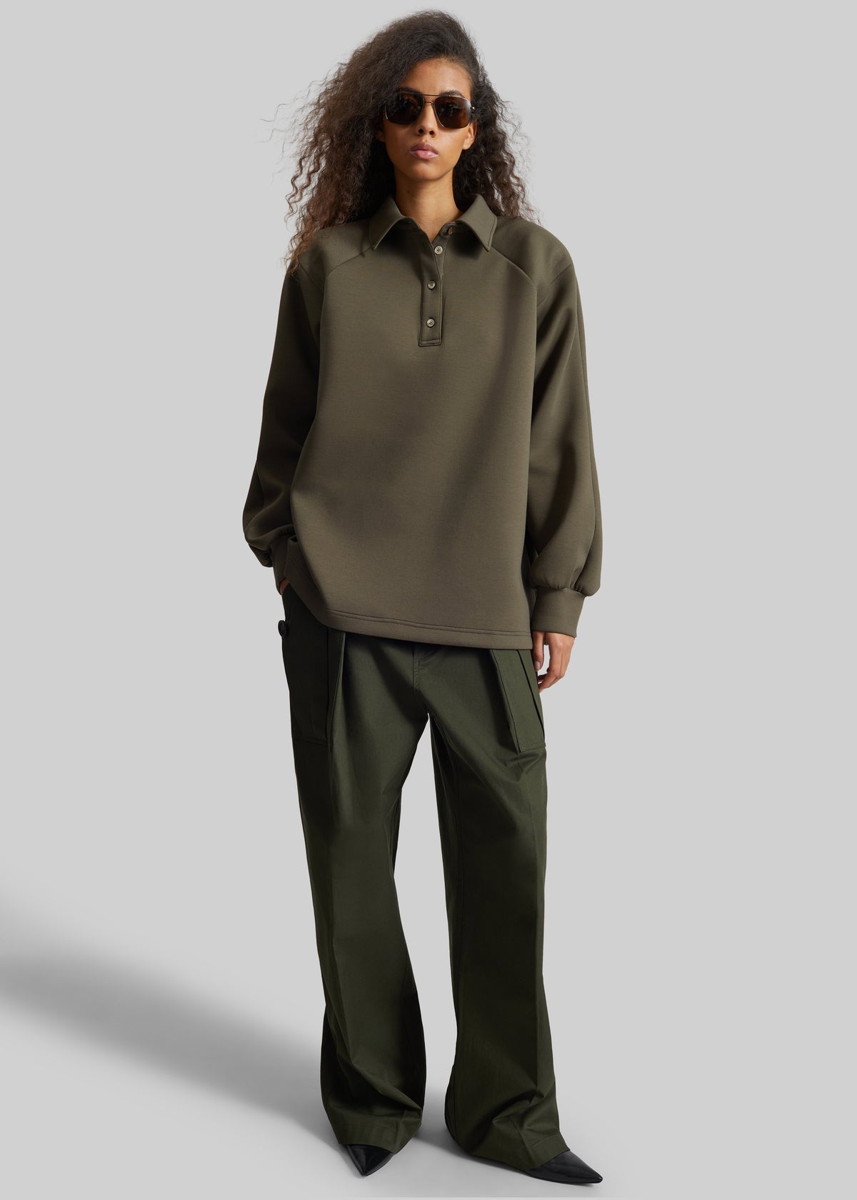 Naen Neoprene Polo Top - Dark Olive - 3