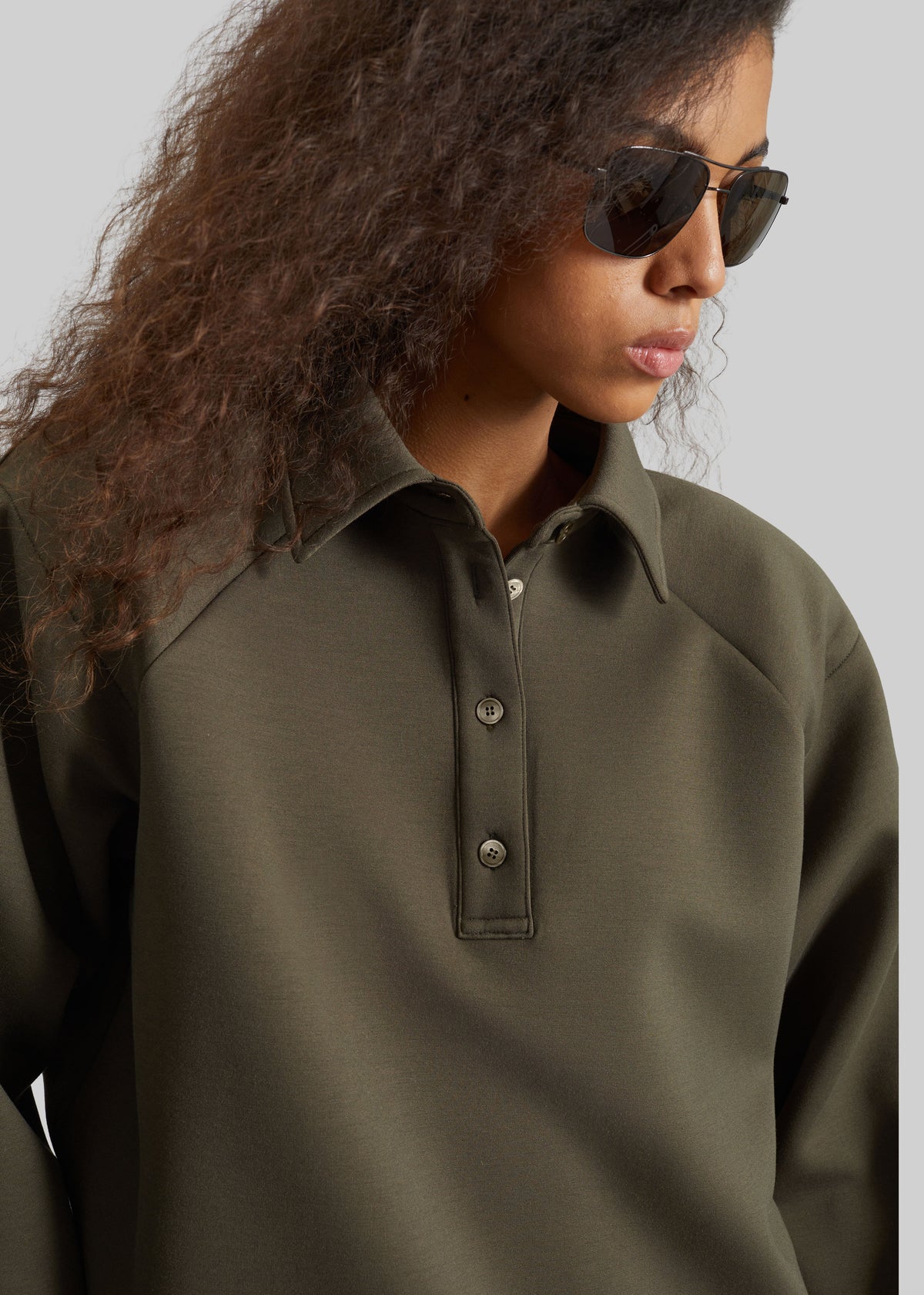 Naen Neoprene Polo Top - Dark Olive - 2