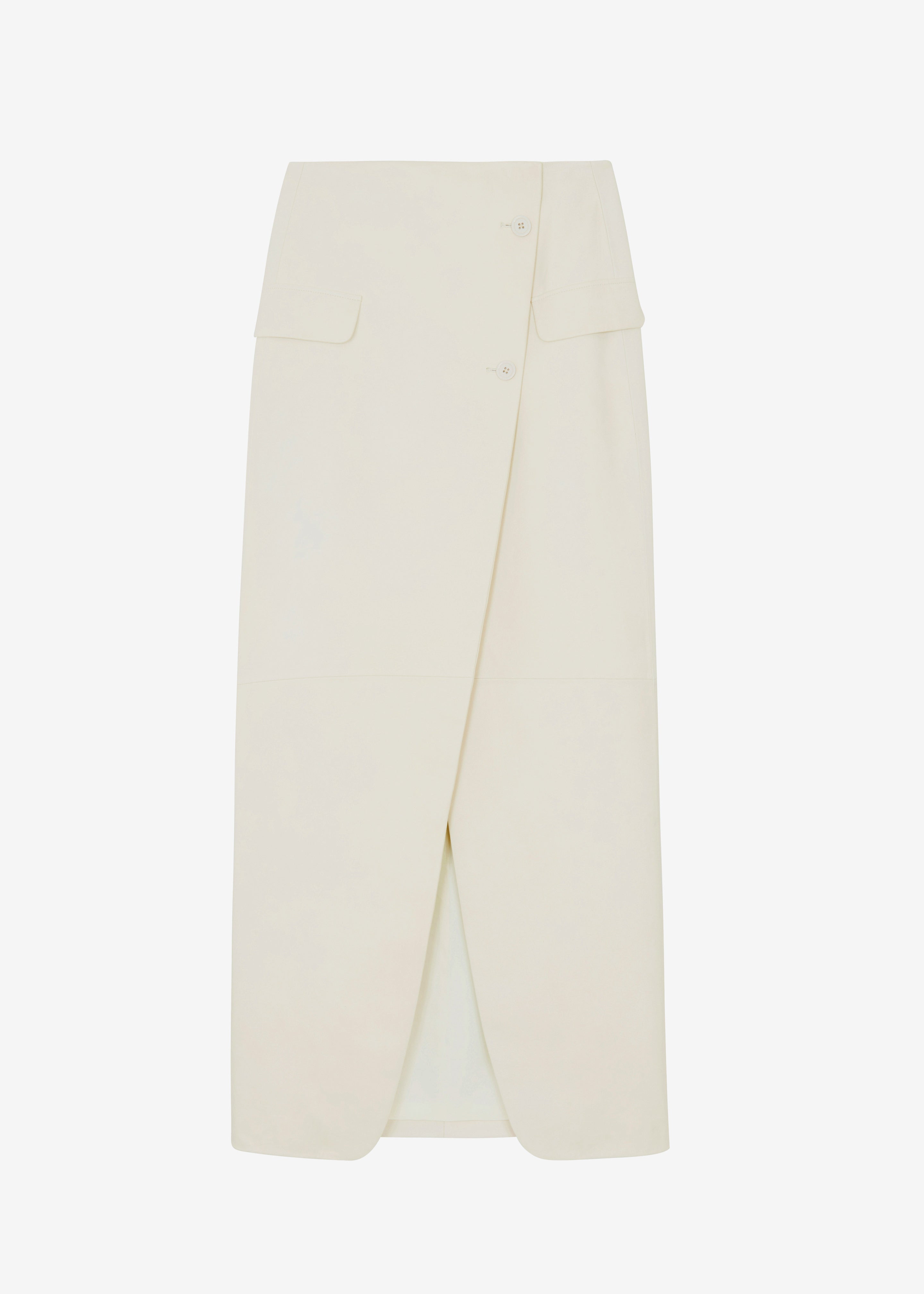 Nan Long Faux Leather Cross Skirt - Mastic - 7