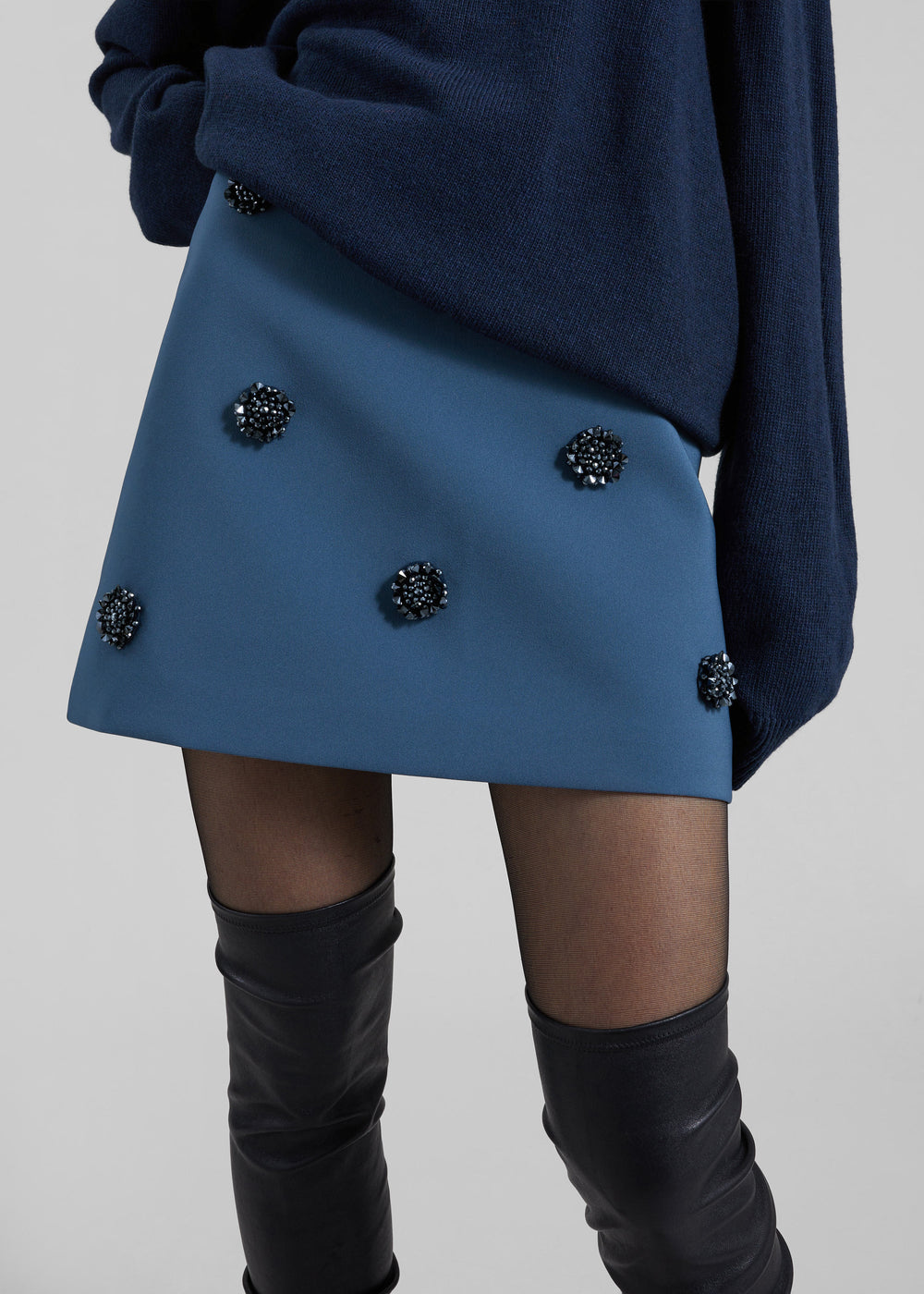 Nancy Embellished Mini Skirt - Blue - 1