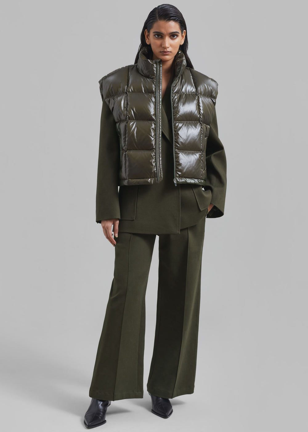 Naomi Puffer Vest - Olive - 1