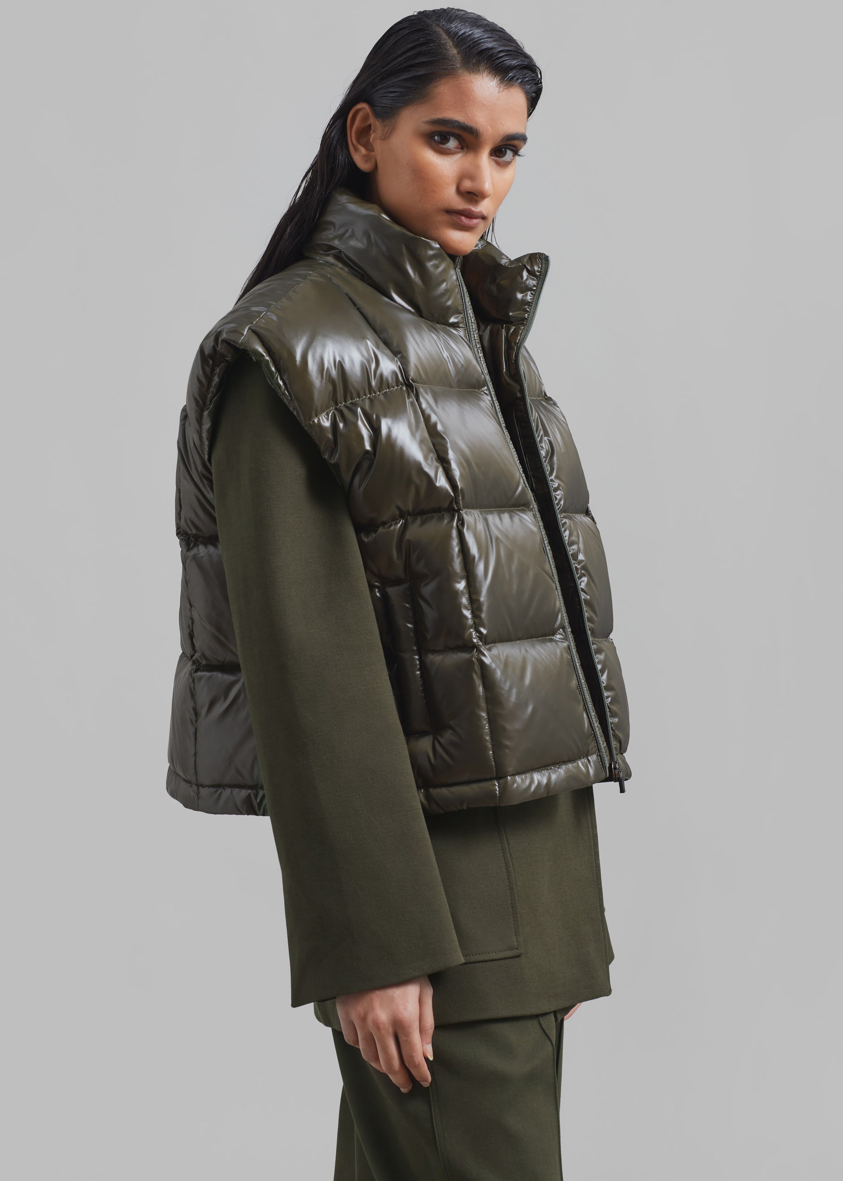 Naomi Puffer Vest - Olive – The Frankie Shop