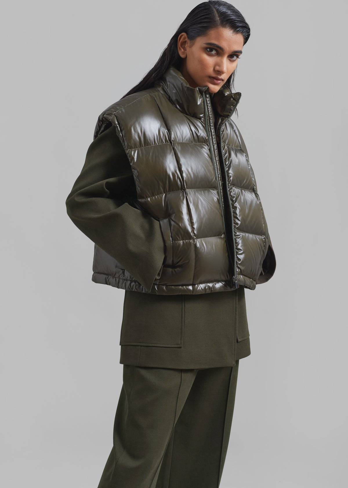 Naomi Puffer Vest - Olive - 5