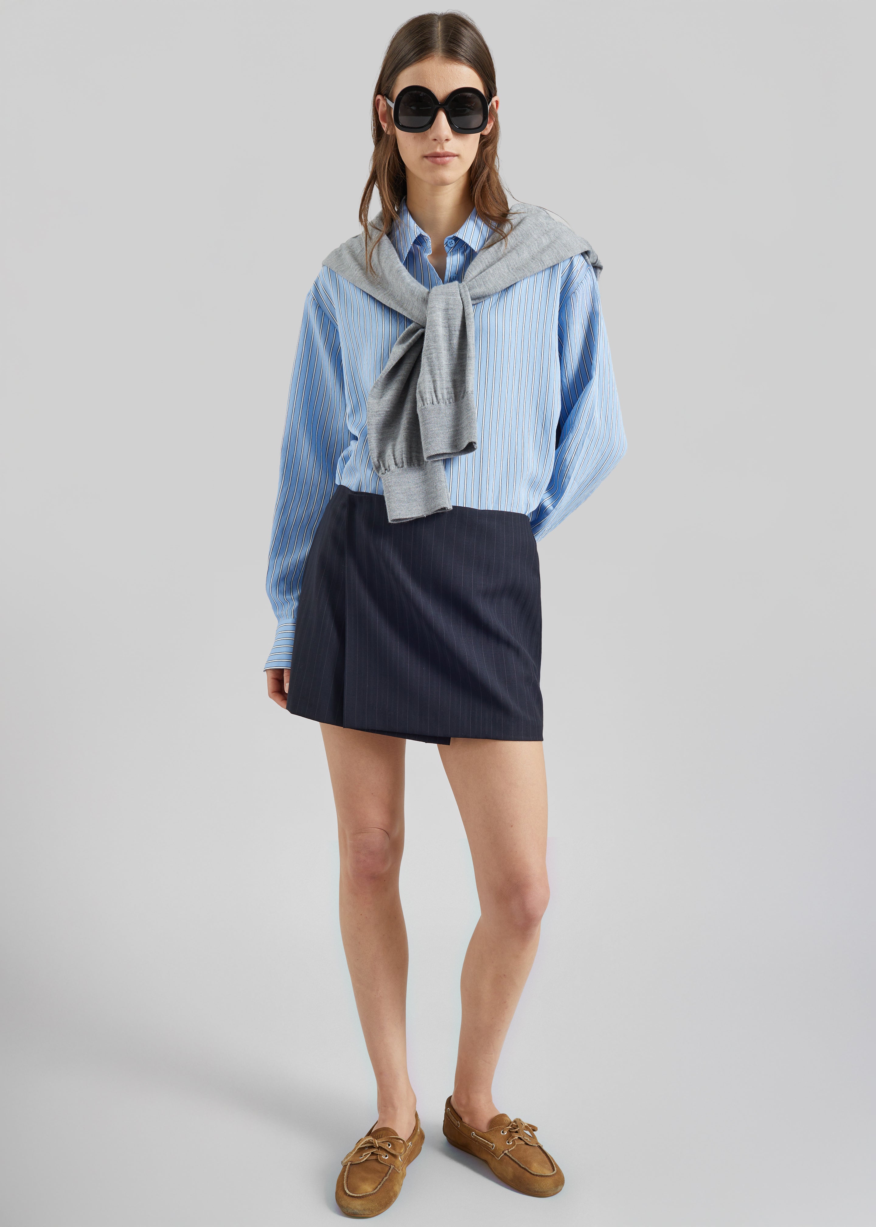 Narah Mini Skirt - Navy/White Pinstripe – The Frankie Shop