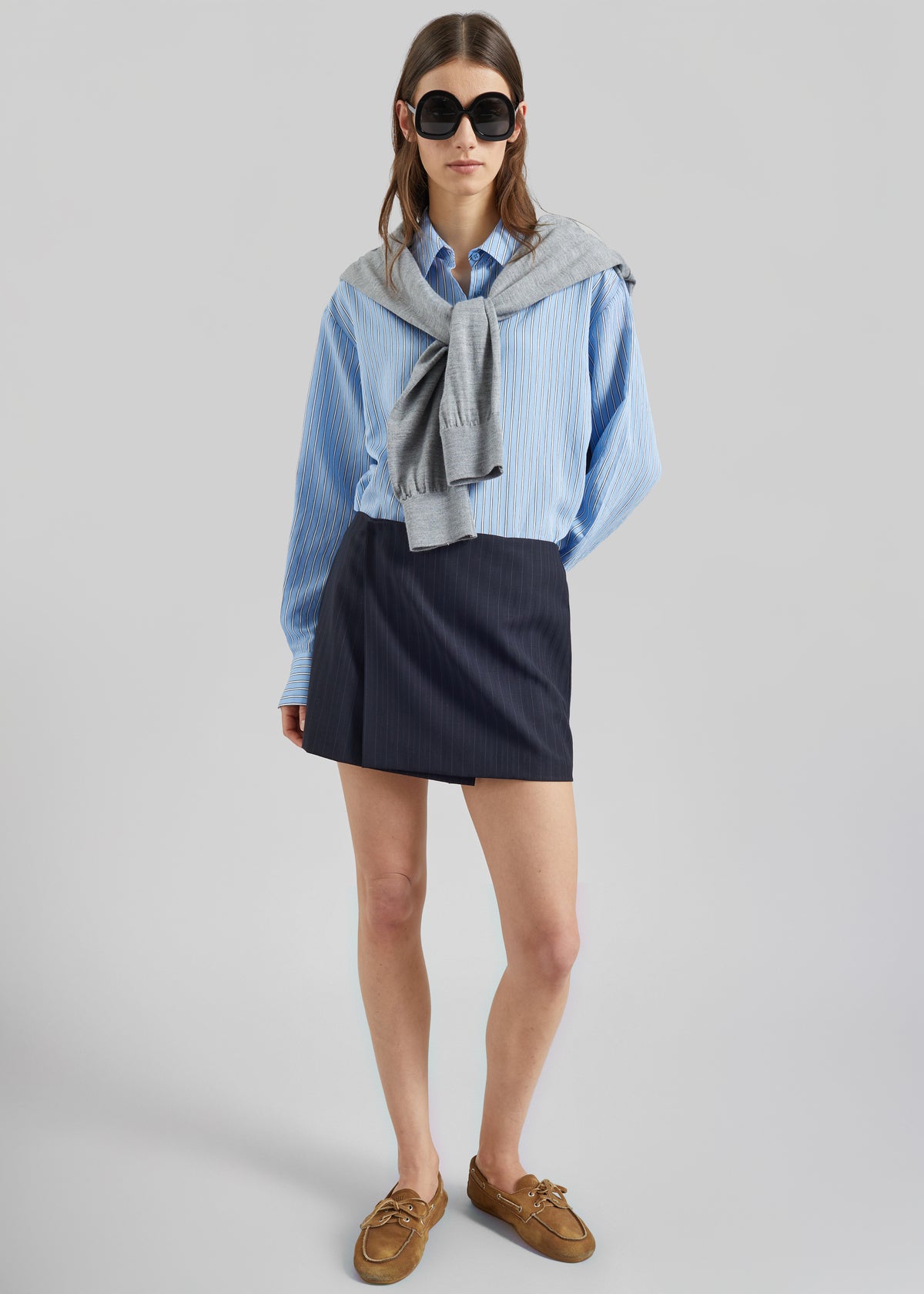 Narah Mini Skirt - Navy/White Pinstripe - 7