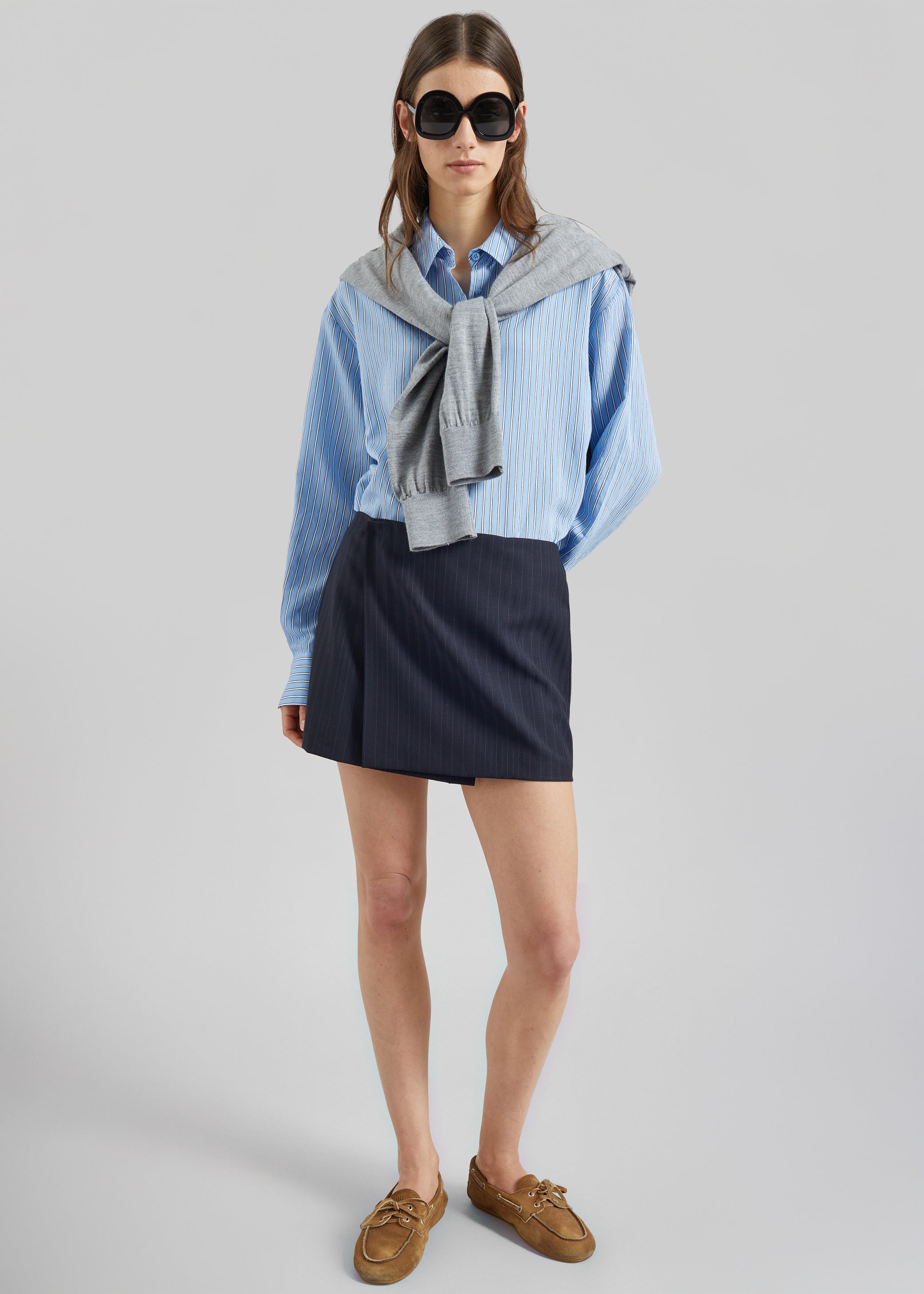 Shop the look image for Narah Mini Skirt - Navy/White Pinstripe