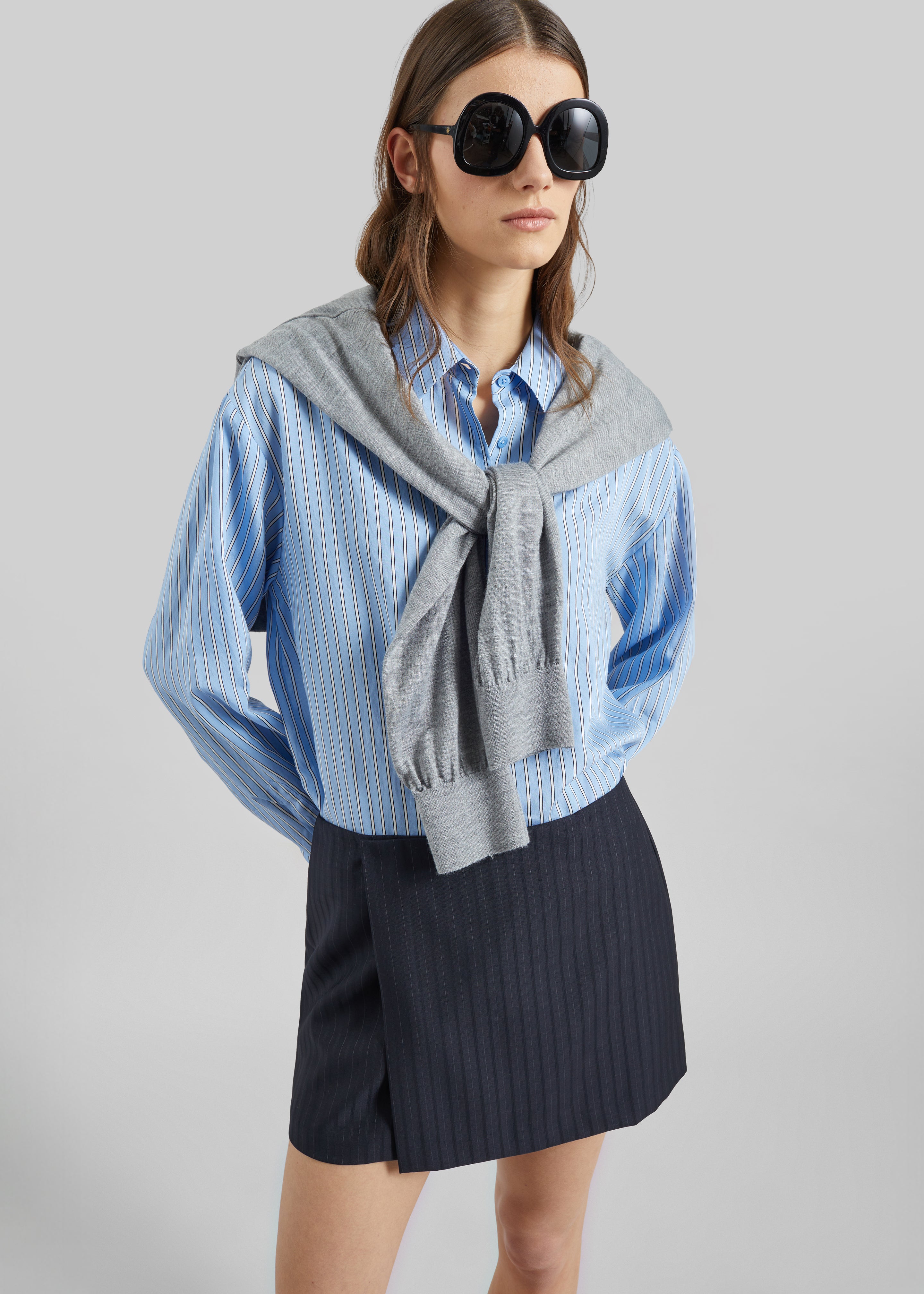 Narah Mini Skirt - Navy/White Pinstripe – The Frankie Shop