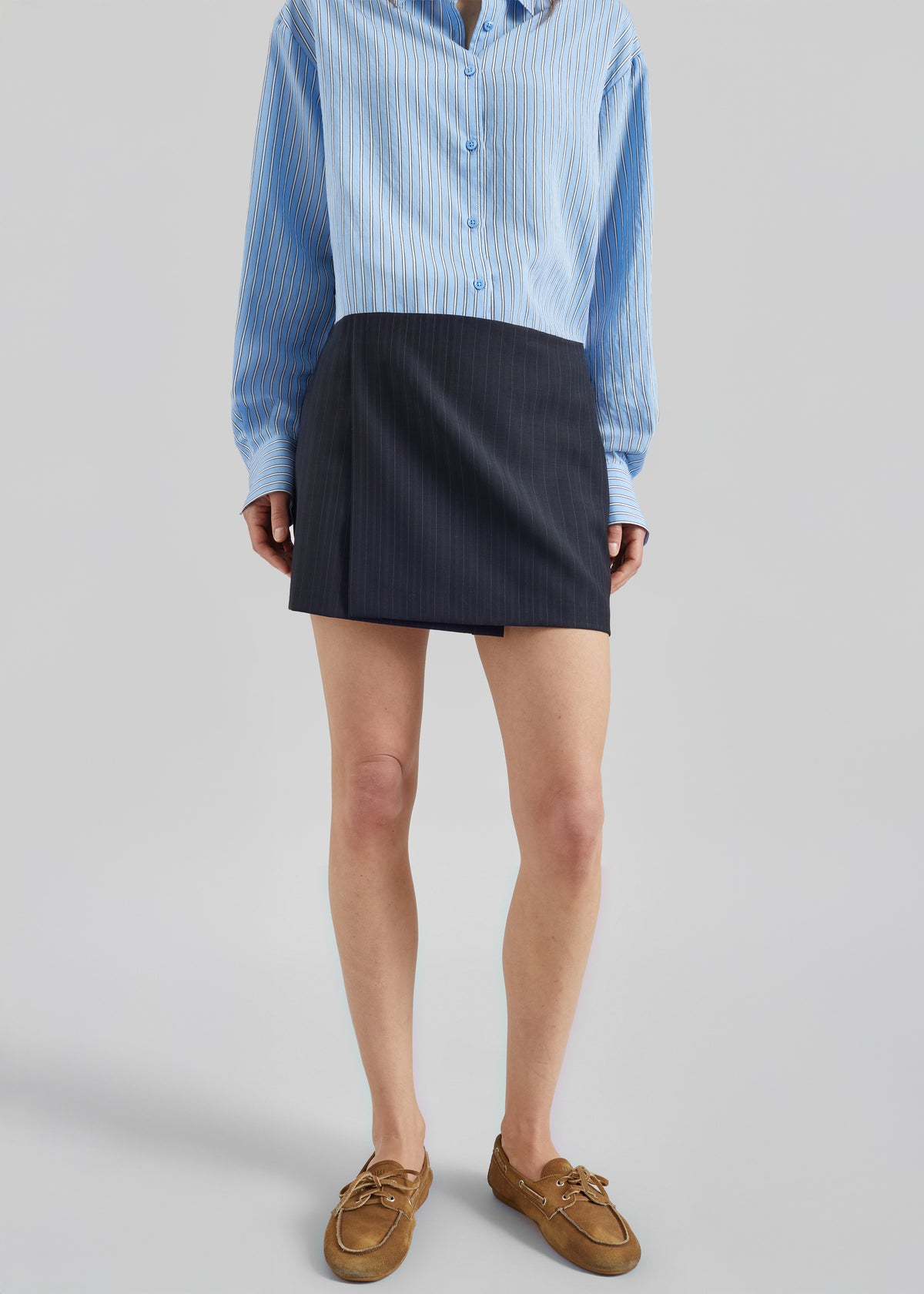 Narah Mini Skirt - Navy/White Pinstripe - 5