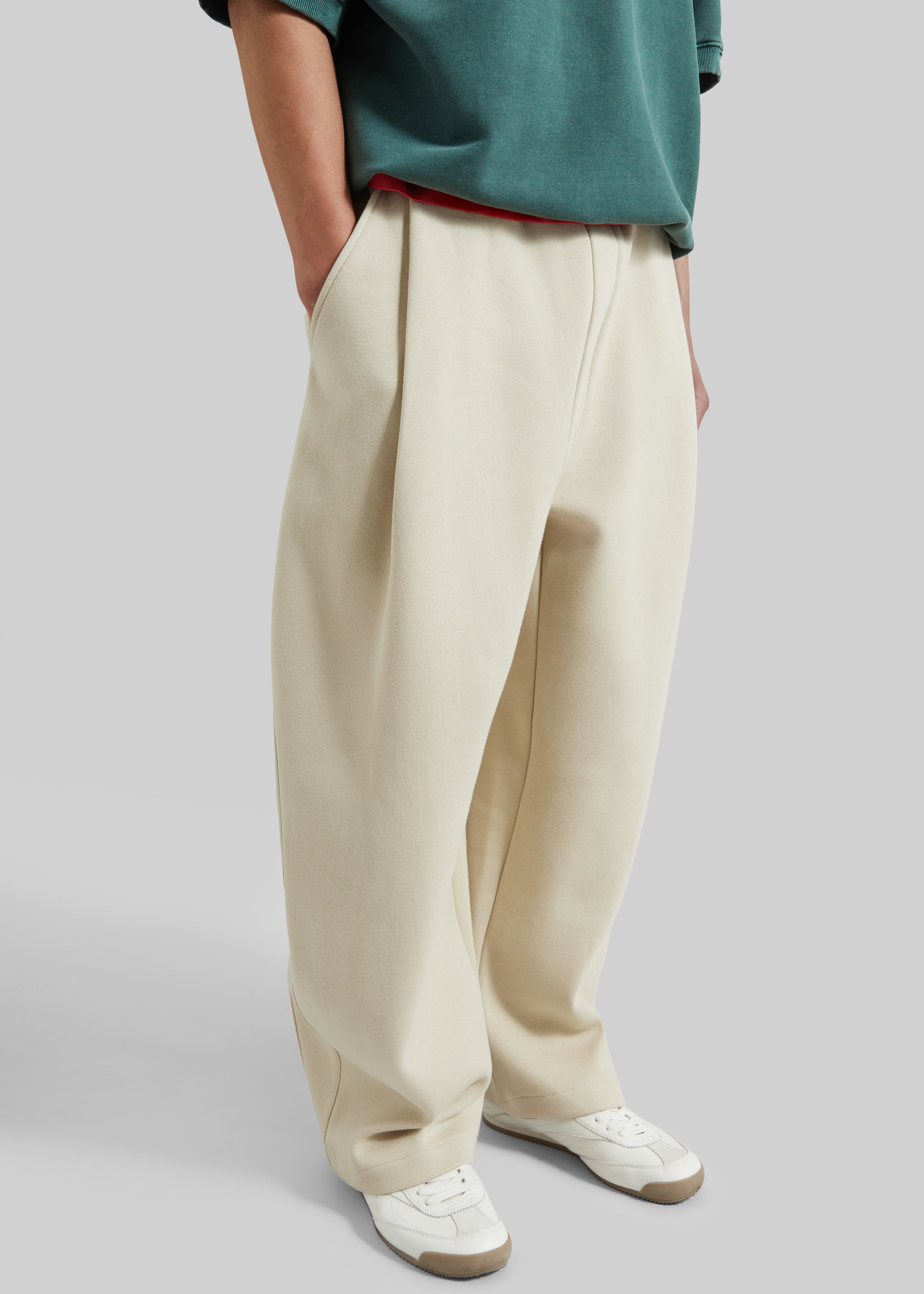 Nas Barrel Leg Sweatpants - Beige - 3