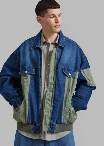 Nash Denim Color Block Jacket Blue