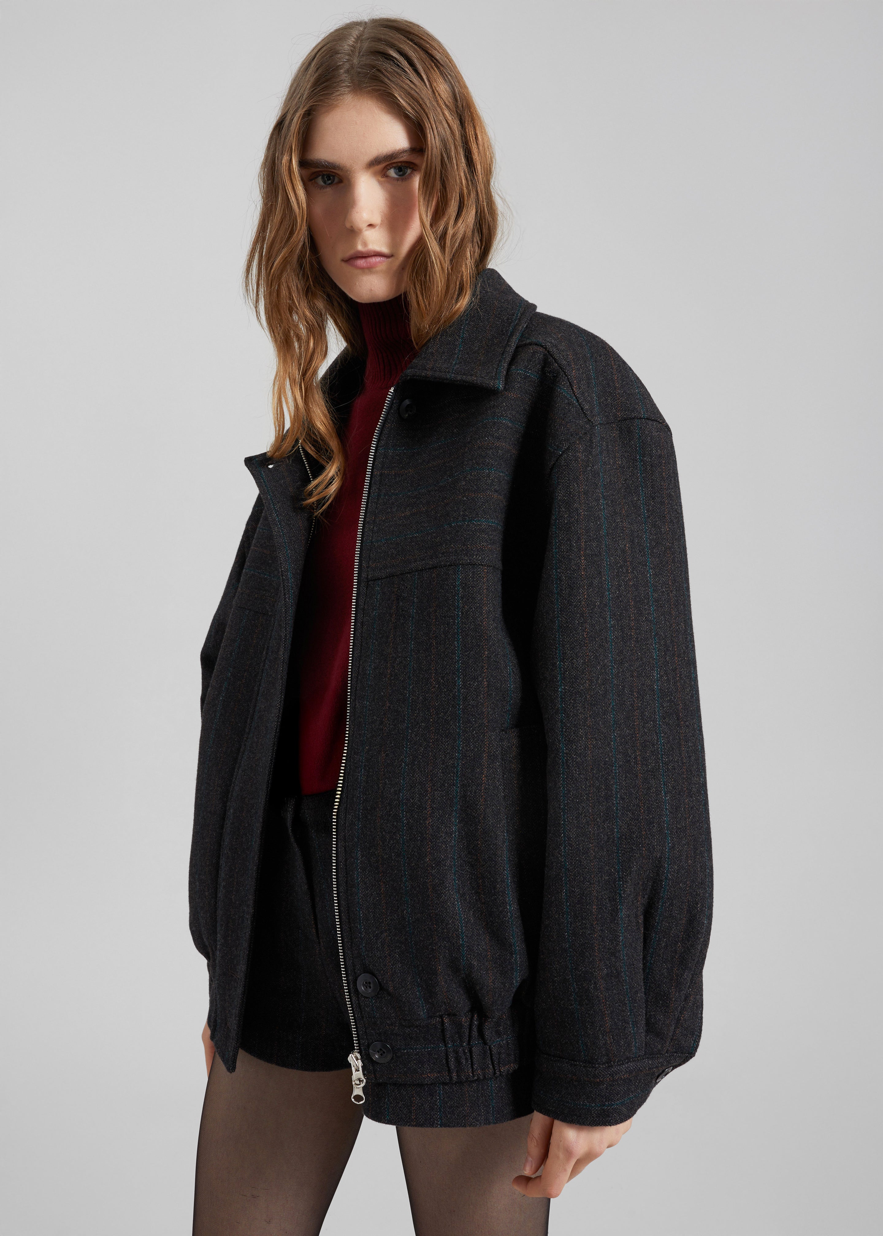 Natick Blouson Jacket - Charcoal Multi Stripe – The Frankie Shop