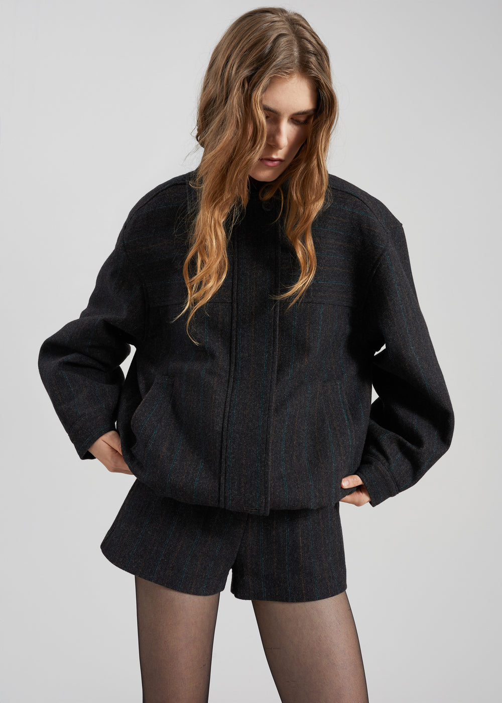 Natick Blouson Jacket - Charcoal Multi Stripe - 1