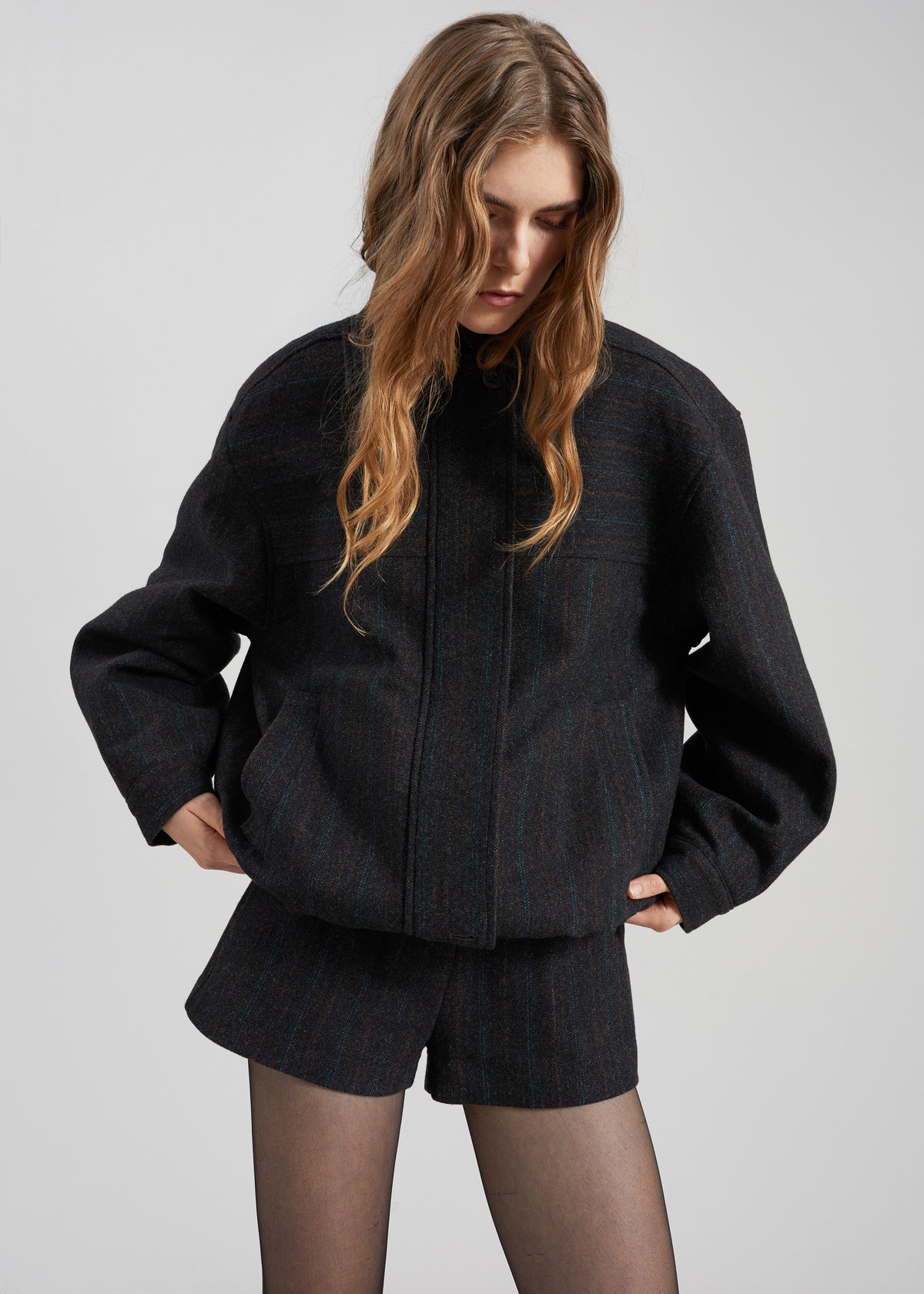 Natick Blouson Jacket - Charcoal Multi Stripe - 2