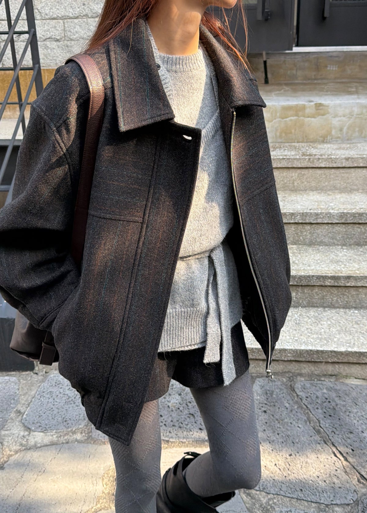 Natick Hot Pants - Charcoal Multi Stripe - 6