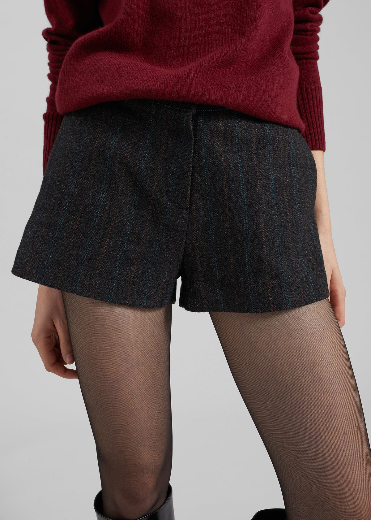 Natick Hot Pants - Charcoal Multi Stripe - 3