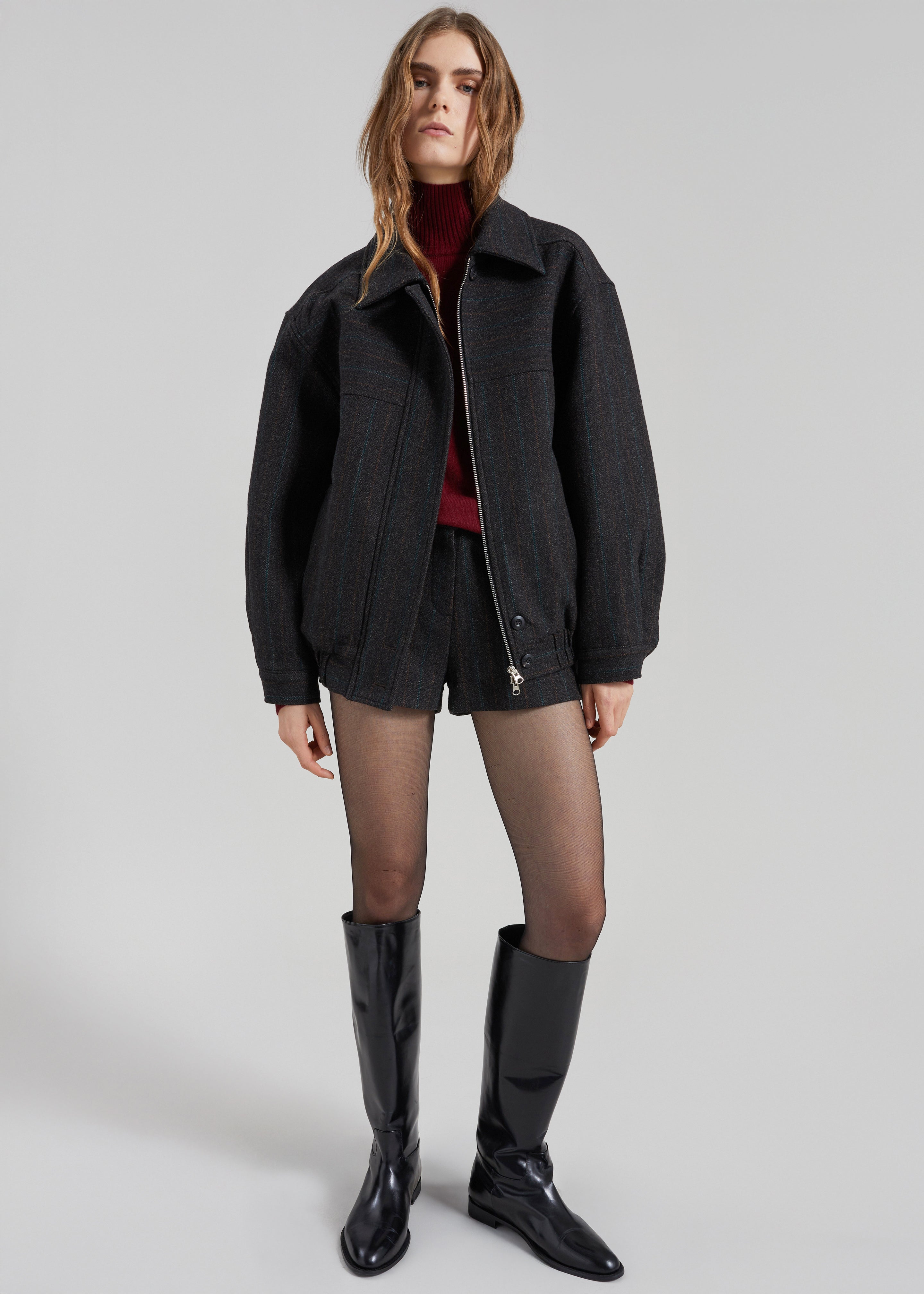 Natick Hot Pants - Charcoal Multi Stripe - 2