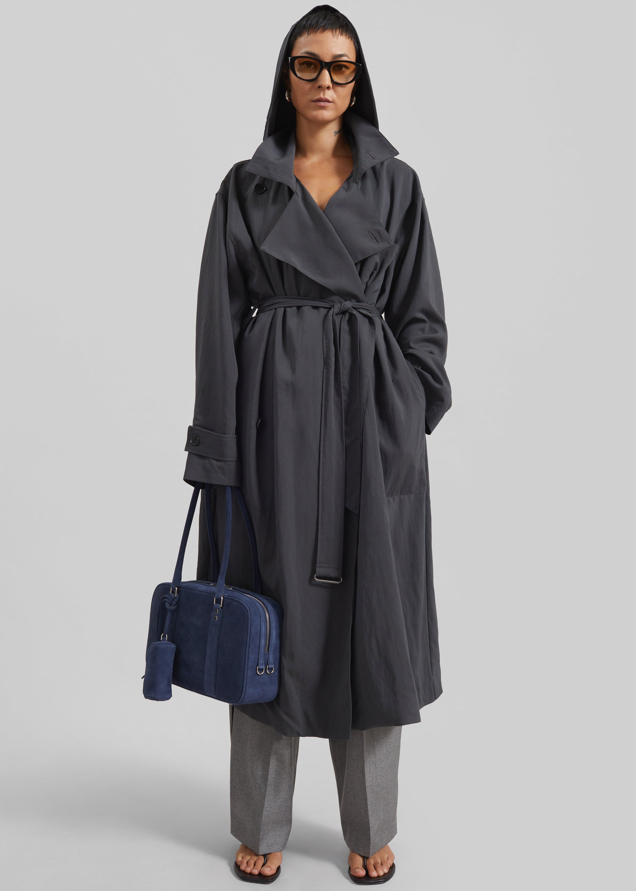 Shop the look image for Neasden Hooded Trench Coat - Storm Grey