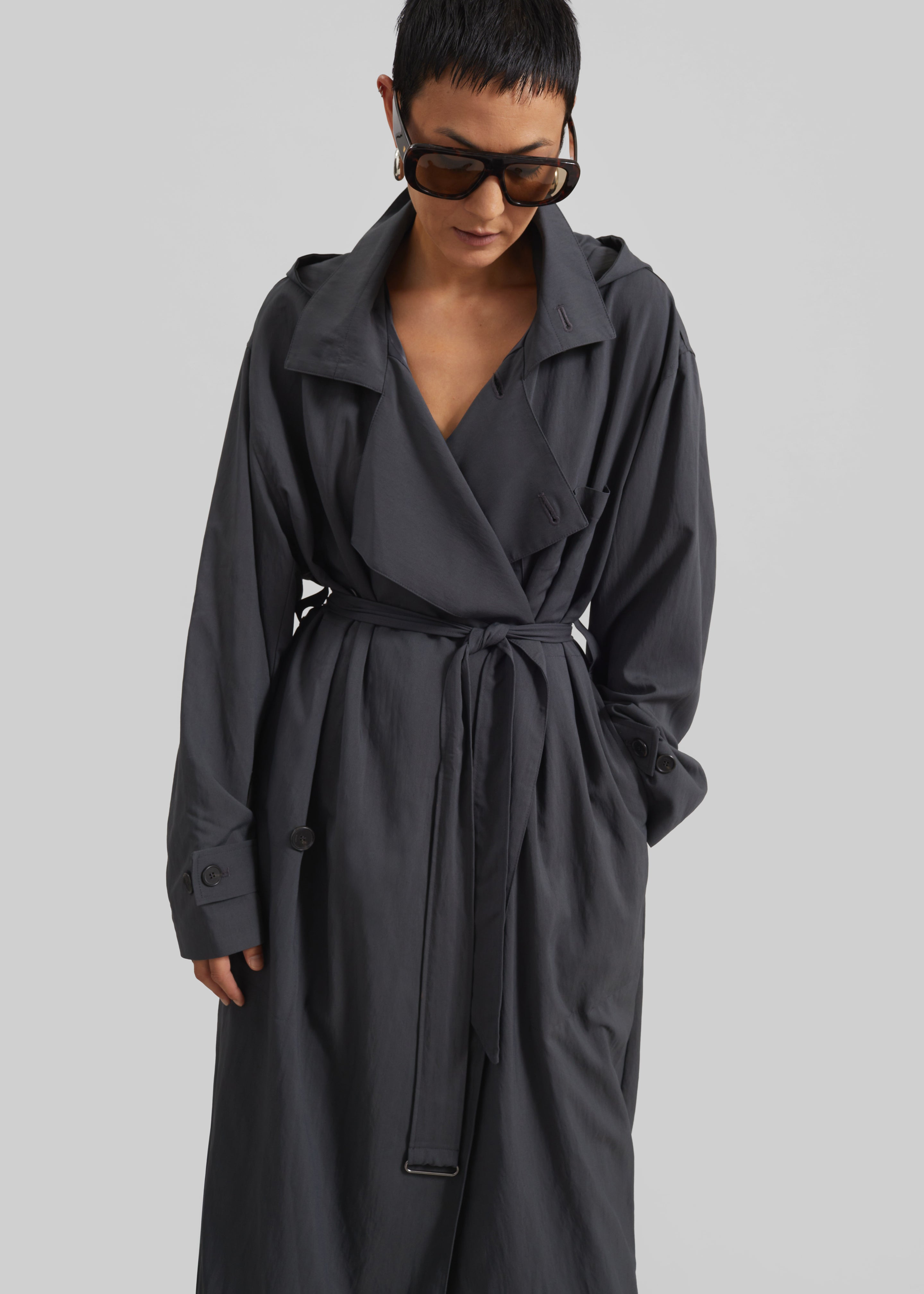 Neasden Hooded Trench Coat - Storm Grey - 5