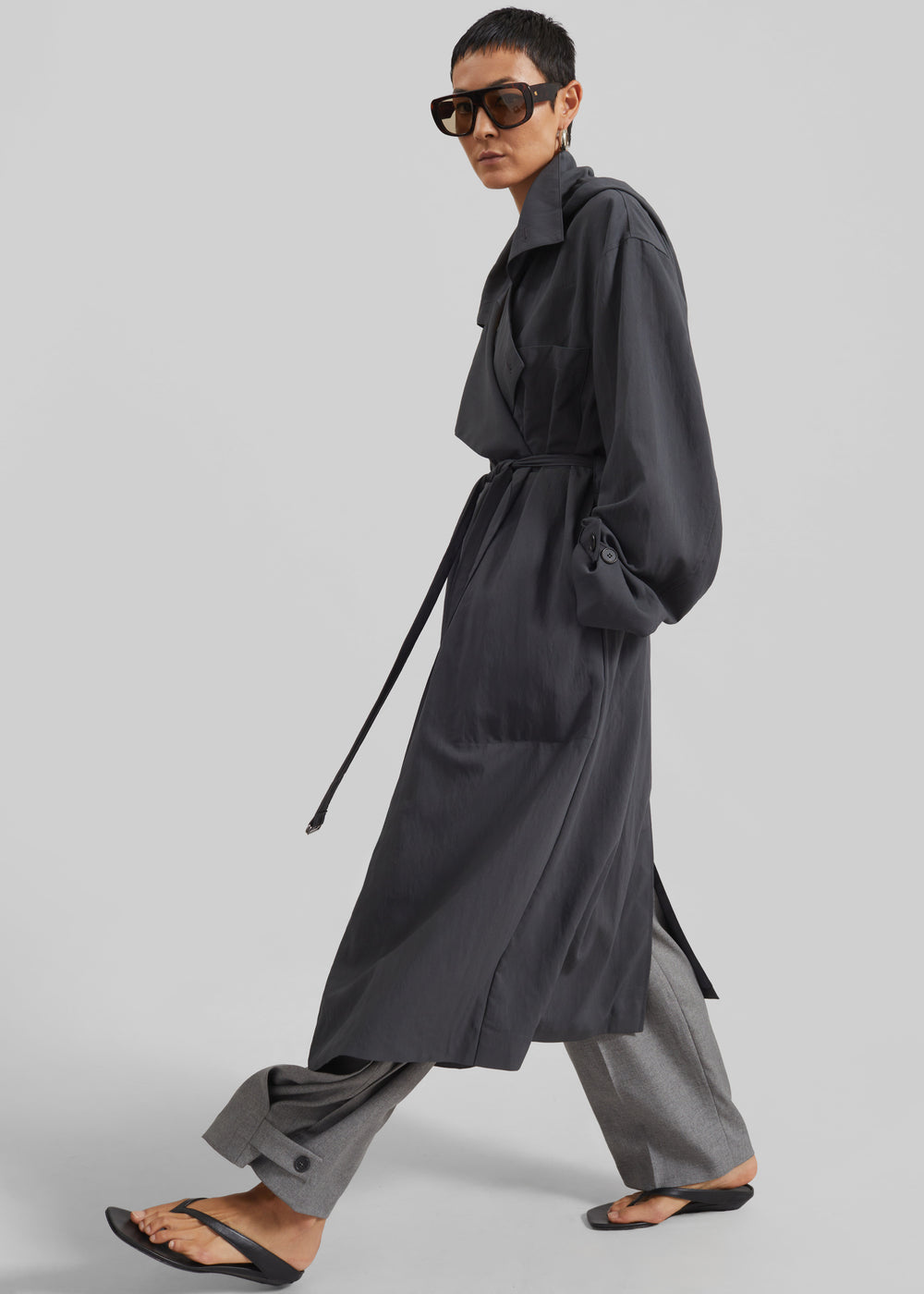 Neasden Hooded Trench Coat - Storm Grey