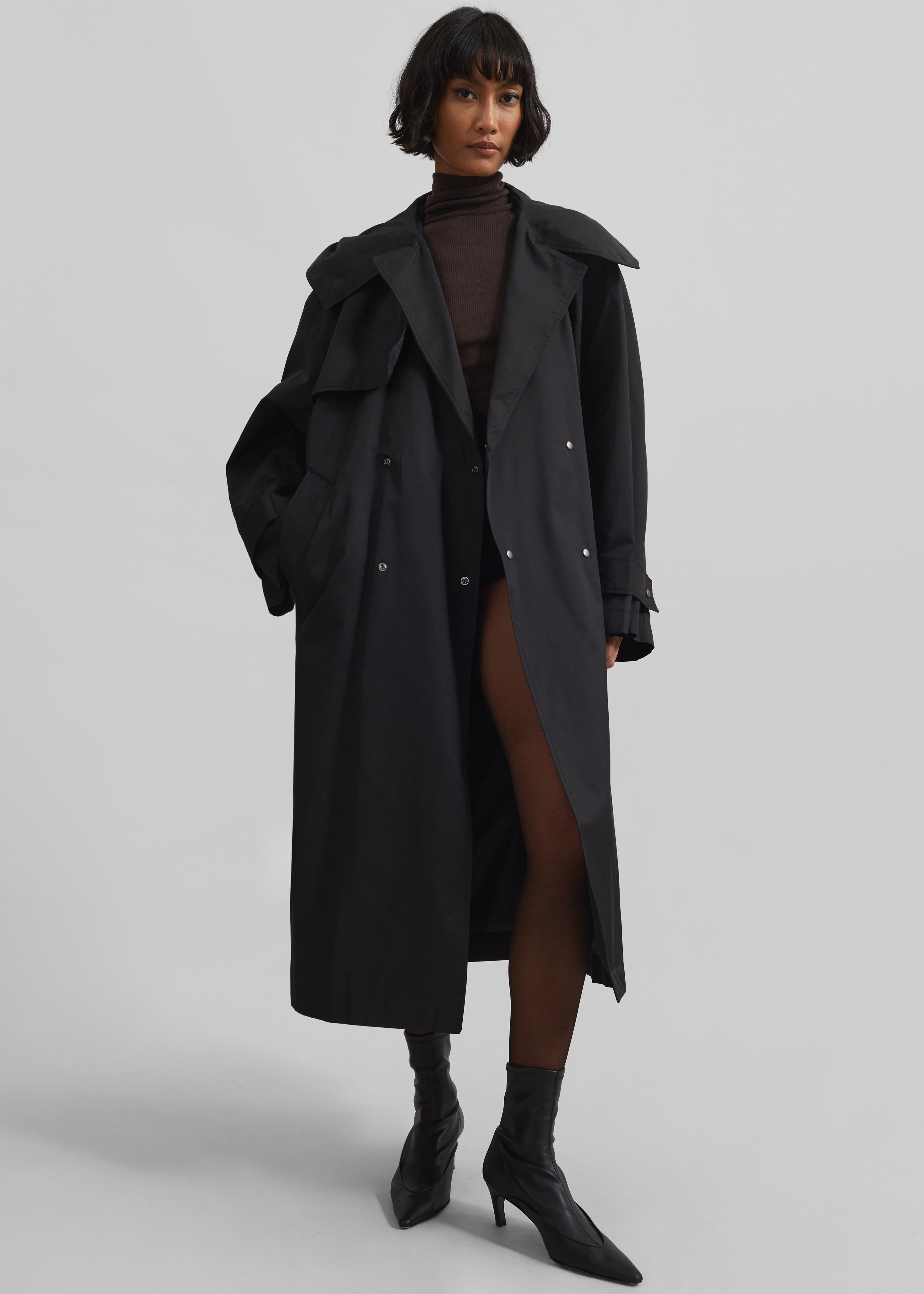 Neiva Hooded Trench Coat - Black - 6