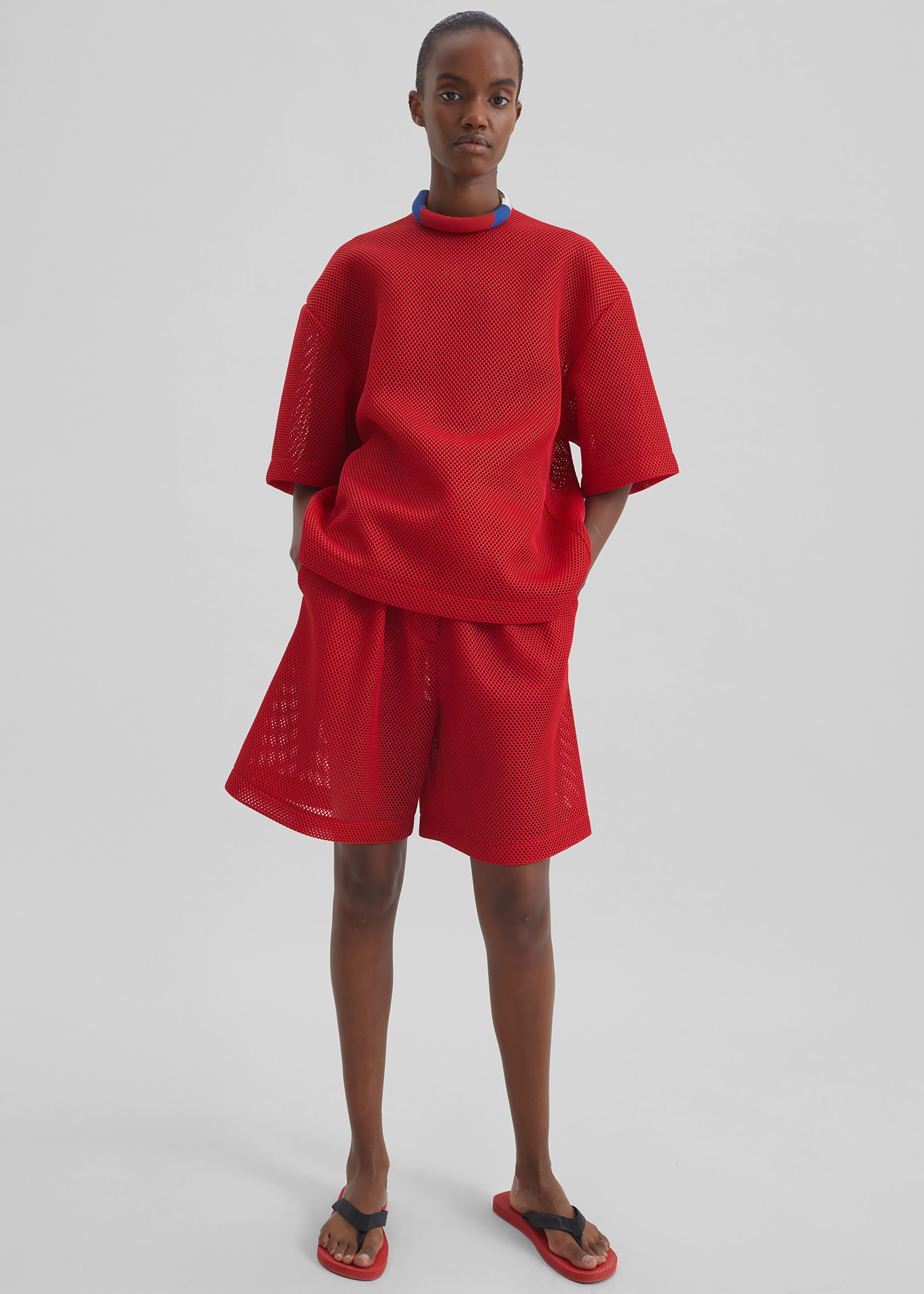 Nela Mesh Boxy T-Shirt - Red - 3