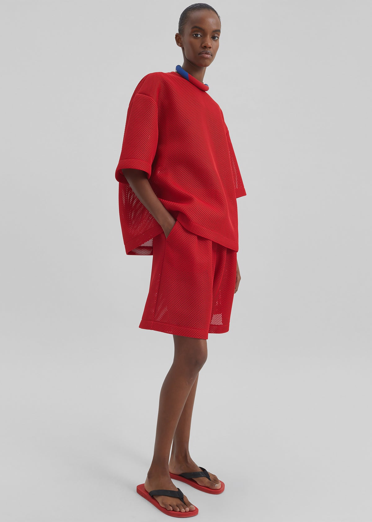 Nela Mesh Boxy T-Shirt - Red - 5