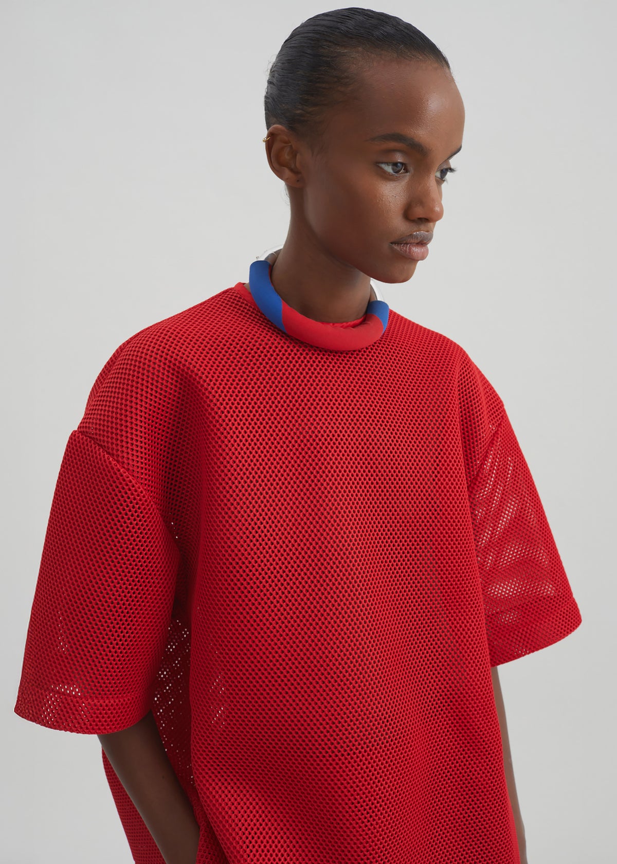 Nela Mesh Boxy T-Shirt - Red - 4