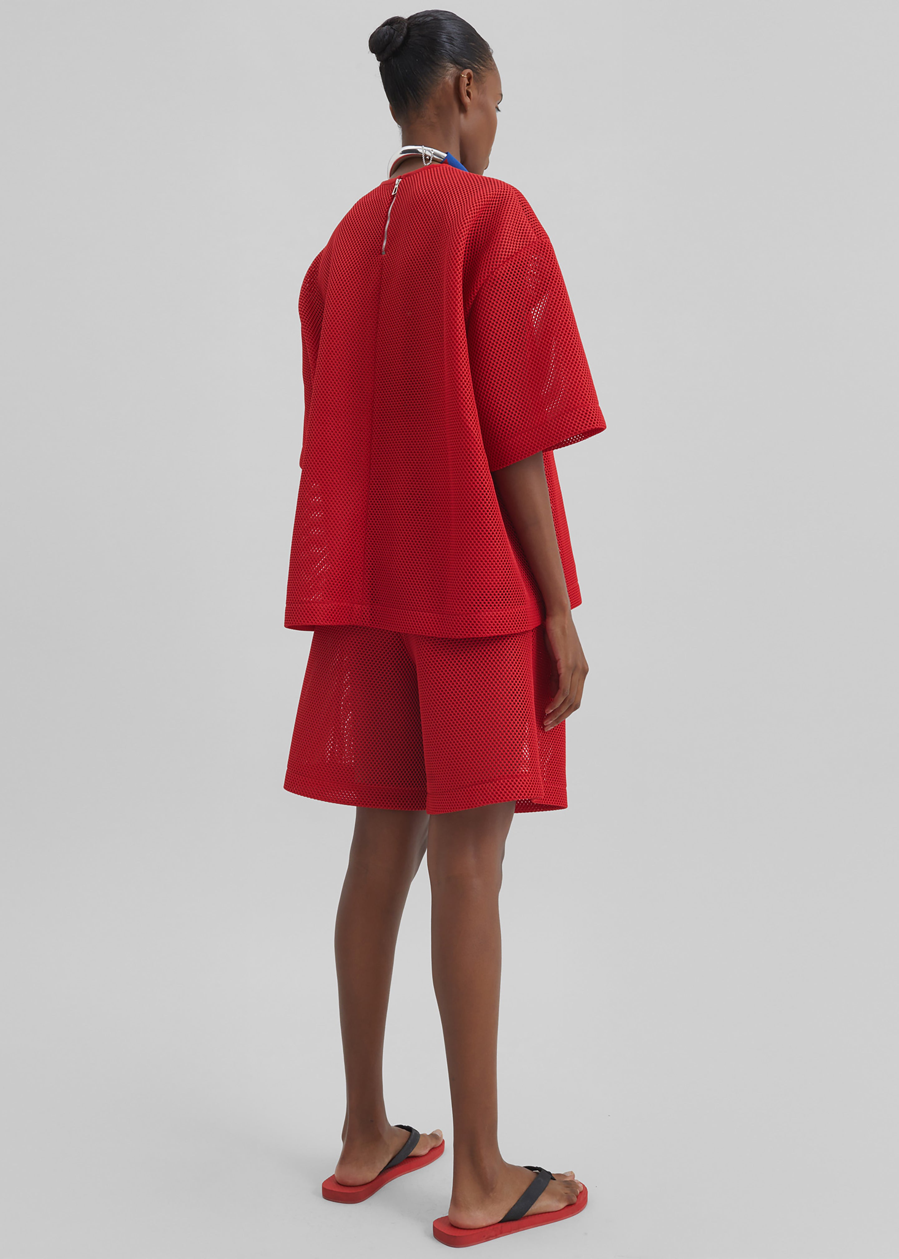 Nela Mesh Boxy T-Shirt - Red - 12