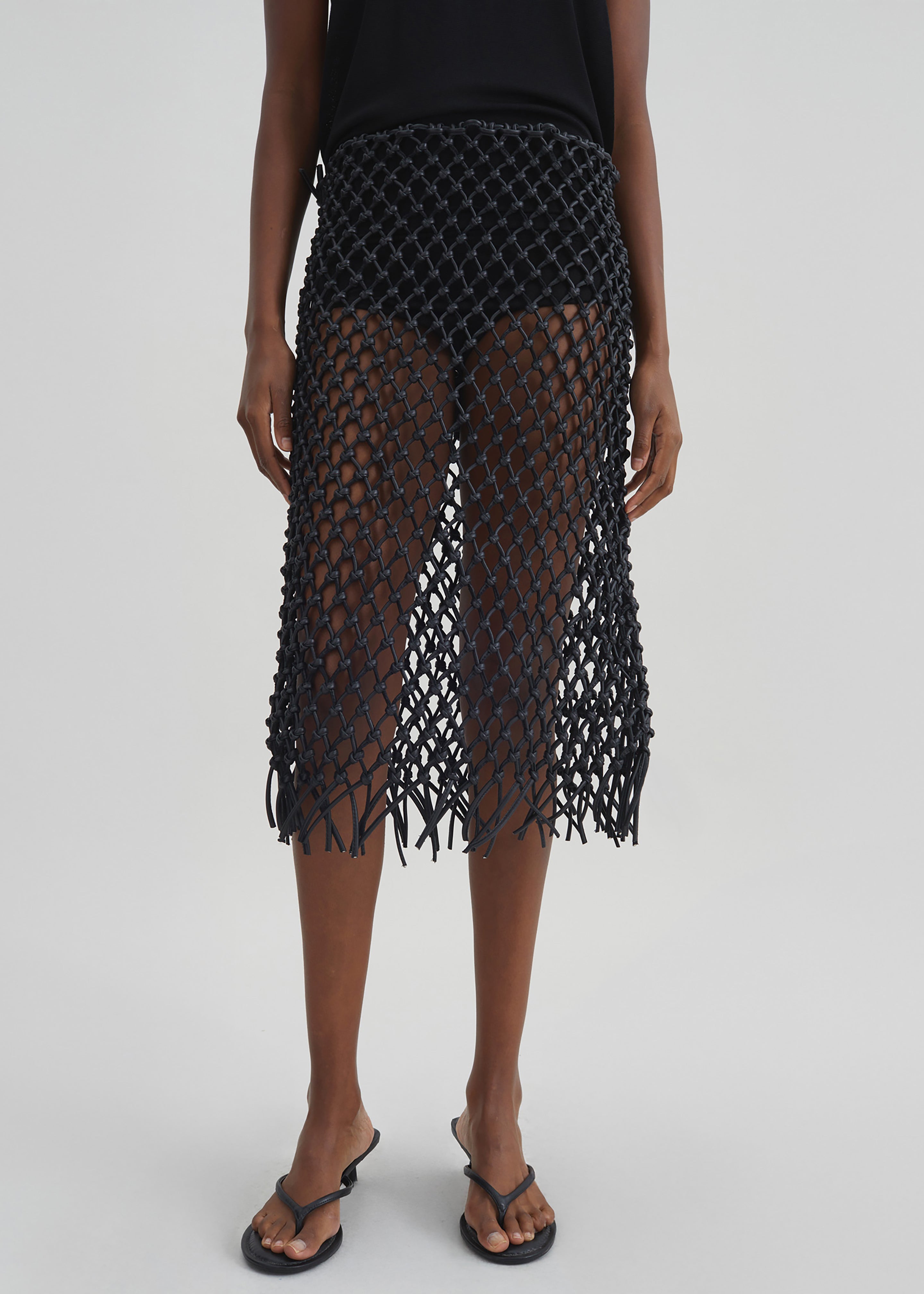 Nelaya Leather Macrame Skirt - Black – The Frankie Shop