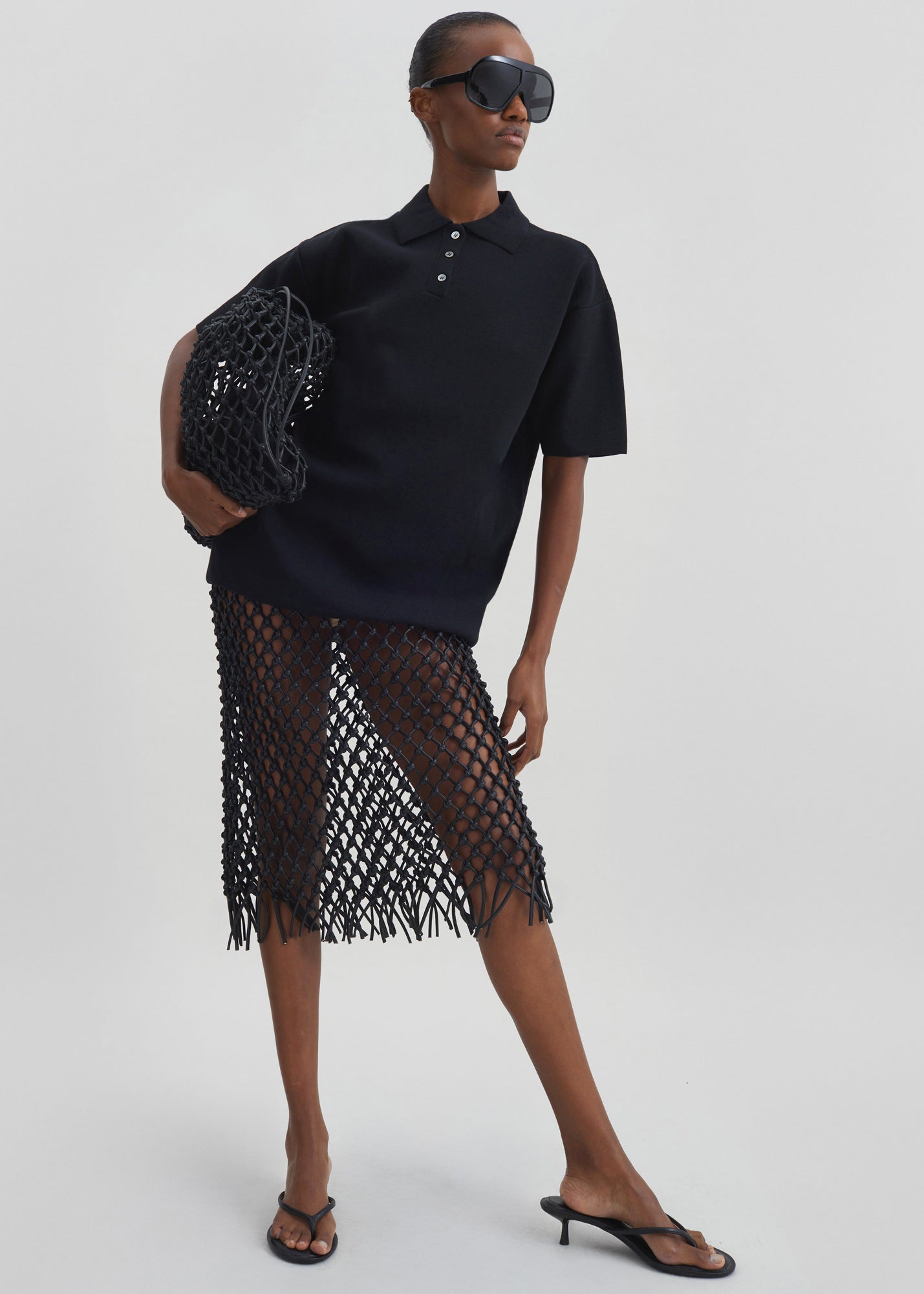 Nelaya Leather Macrame Skirt - Black – The Frankie Shop