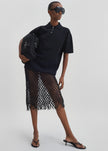 Nelaya Leather Macrame Skirt - Black