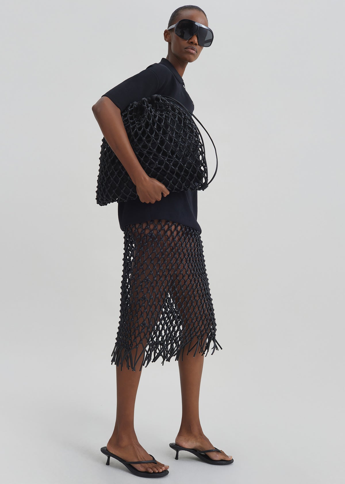 Nelaya Leather Macrame Skirt - Black - 6