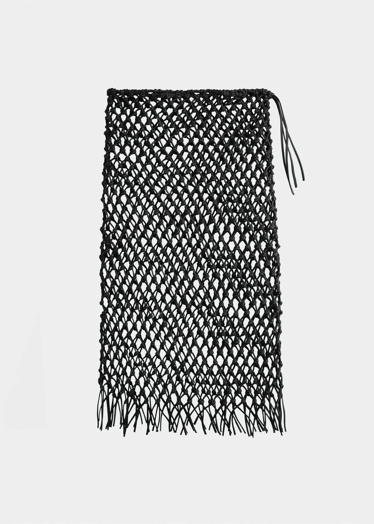 Nelaya Leather Macrame Skirt - Black - 9