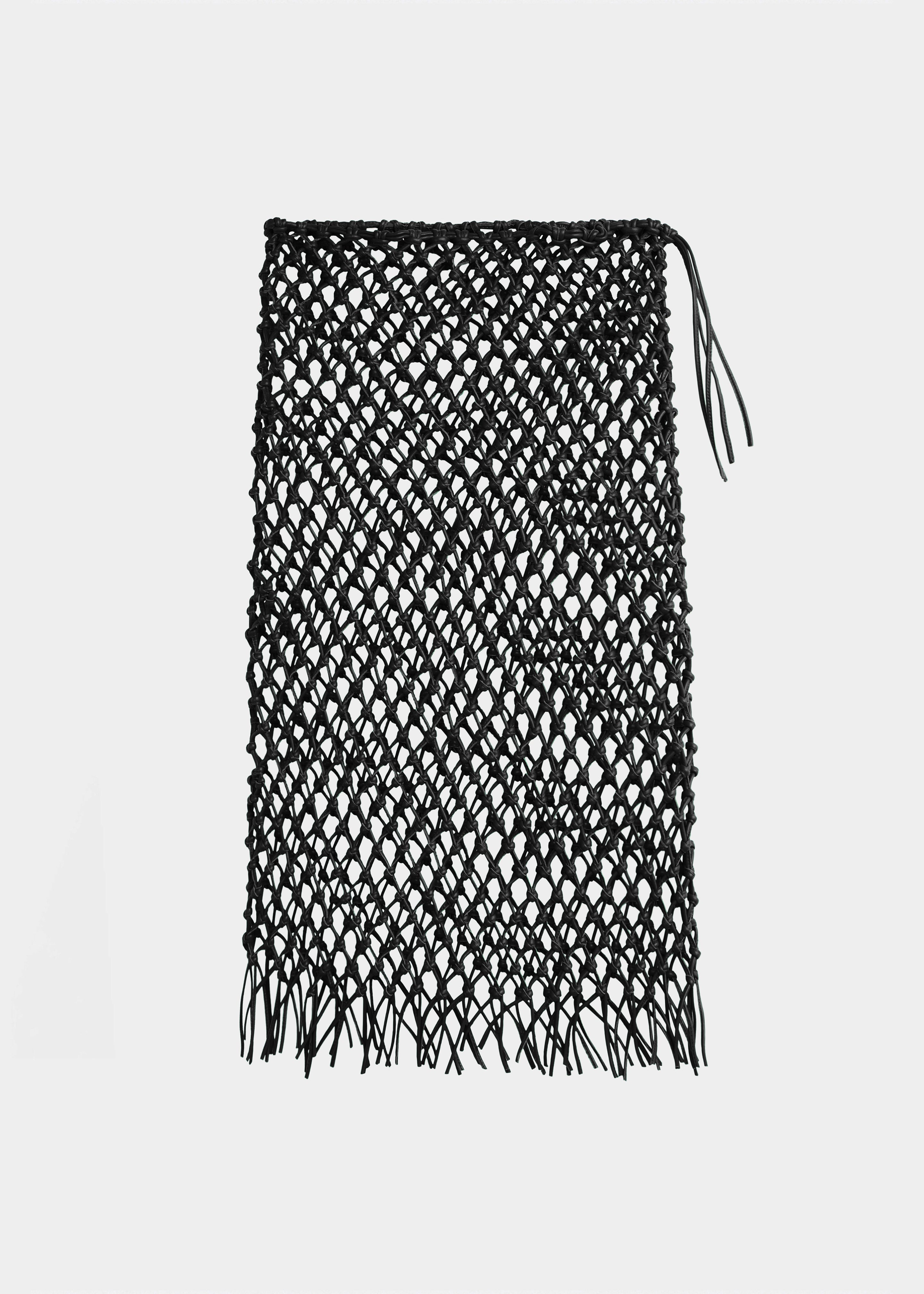 Nelaya Leather Macrame Skirt - Black - 9