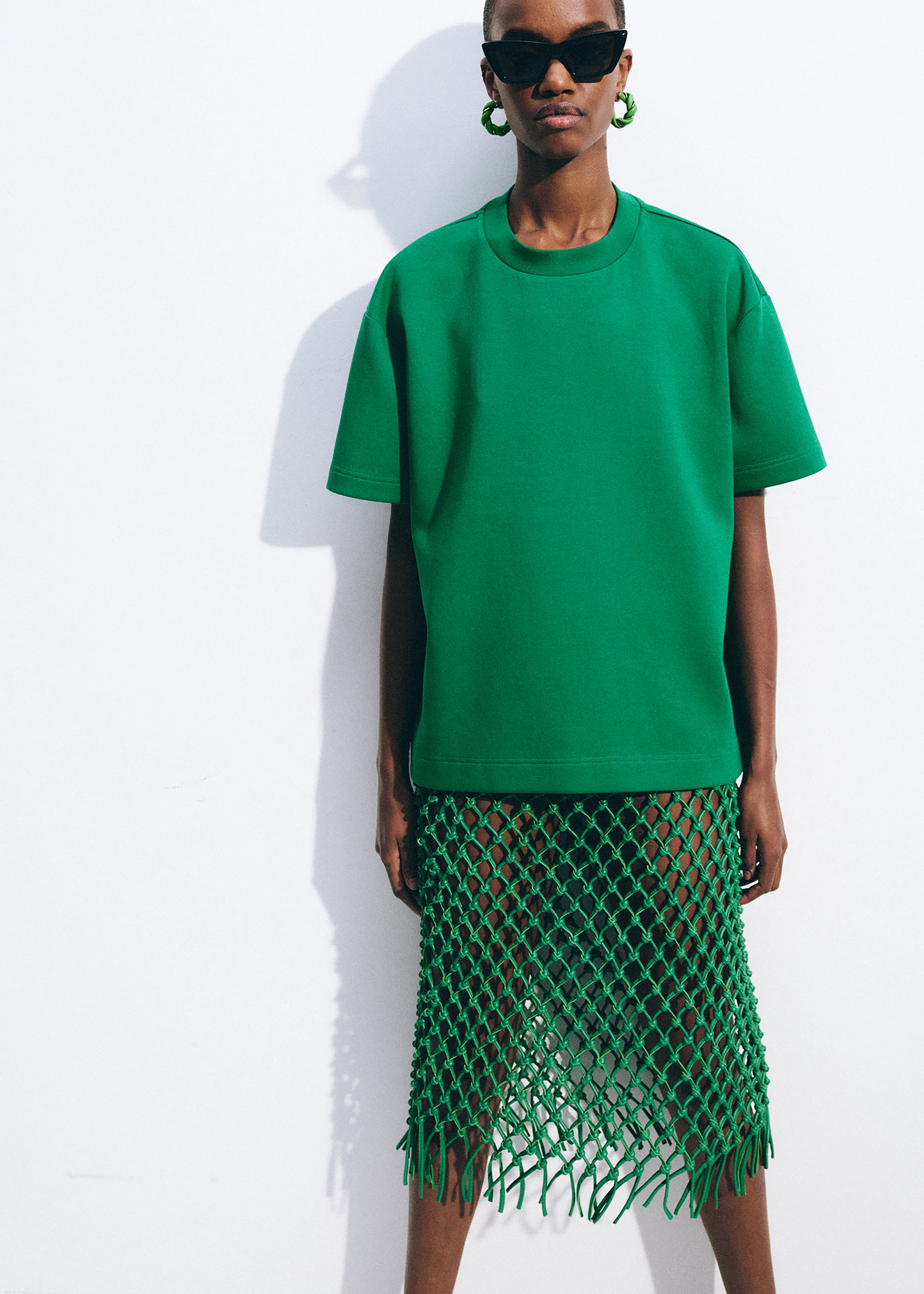 Nelaya Leather Macrame Skirt - Emerald – The Frankie Shop
