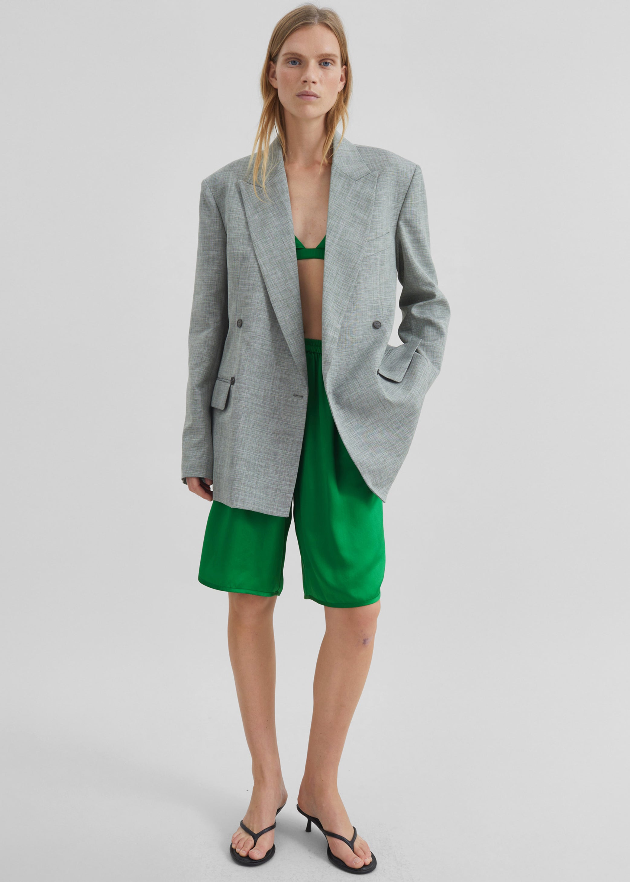 Shop the look image for Nelis Silk Bermuda Shorts - Kelly Green