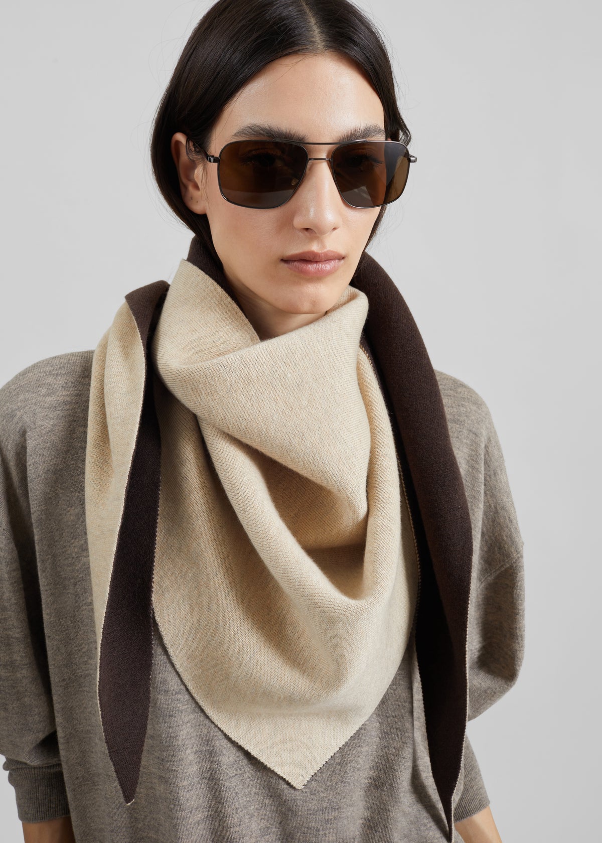Nella Reversible Scarf - Beige/Brown