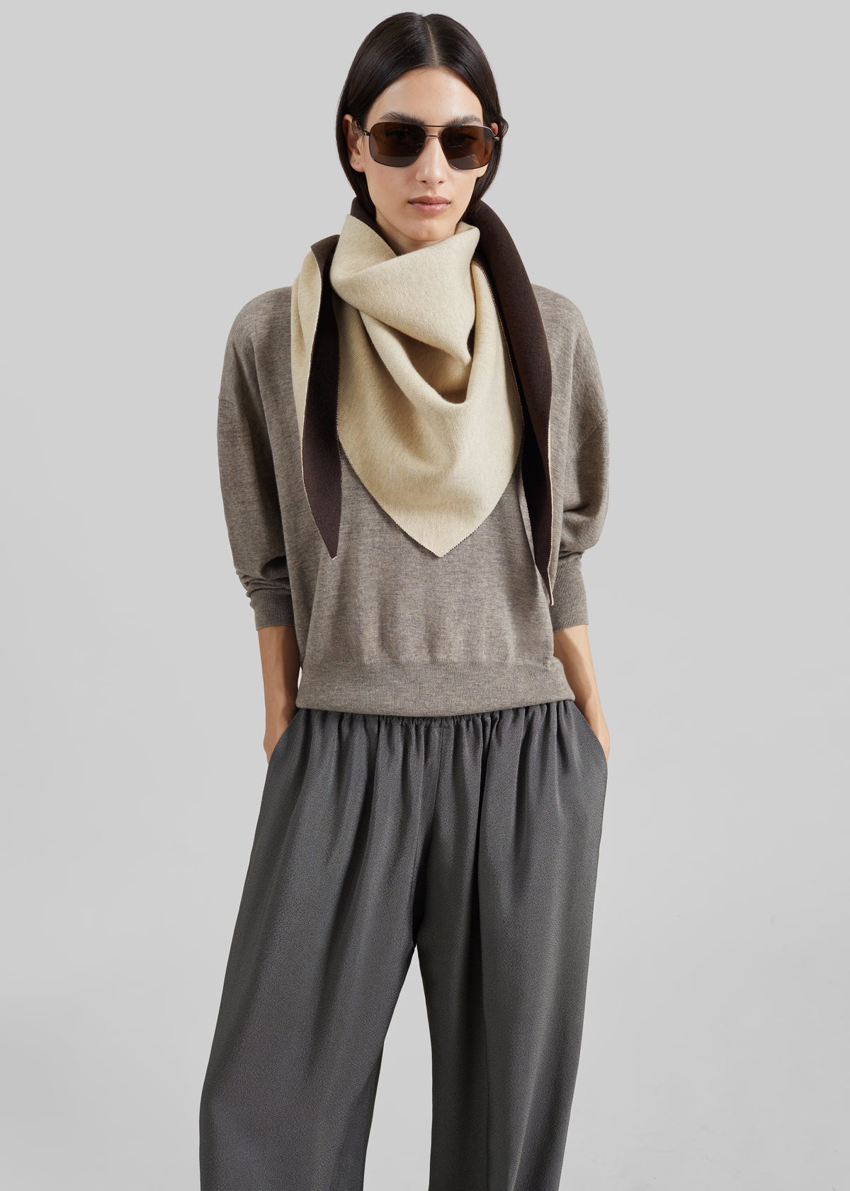 Nella Reversible Scarf - Beige/Brown