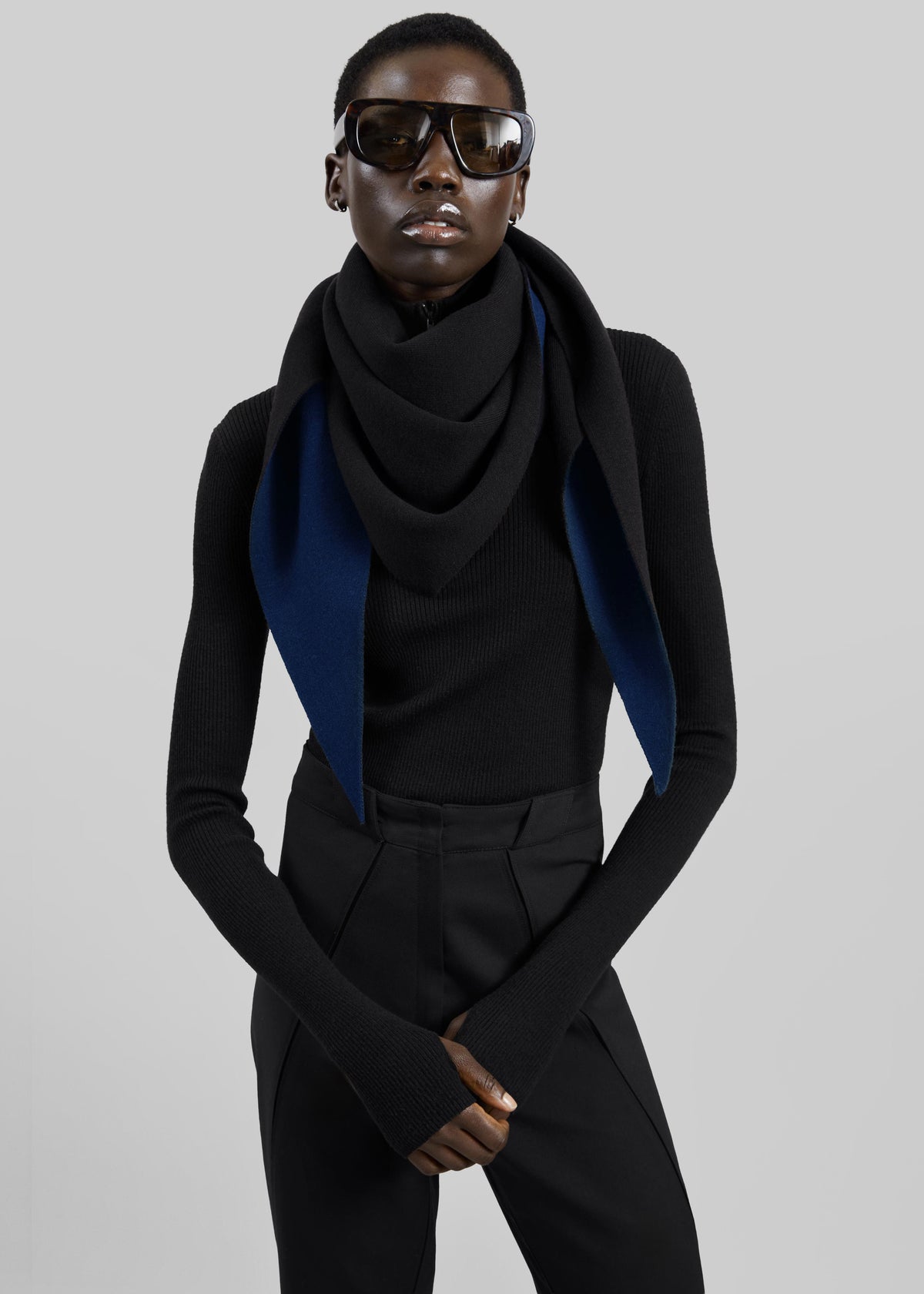 Nella Reversible Scarf - Black/Blue - 1