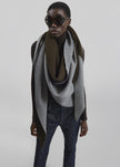Nella Reversible Shawl - Dark Olive/Grey