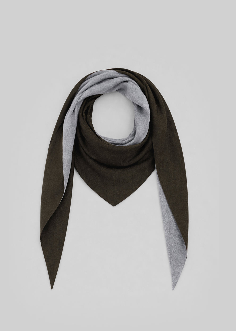 Nella Reversible Shawl - Dark Olive/Grey - 1