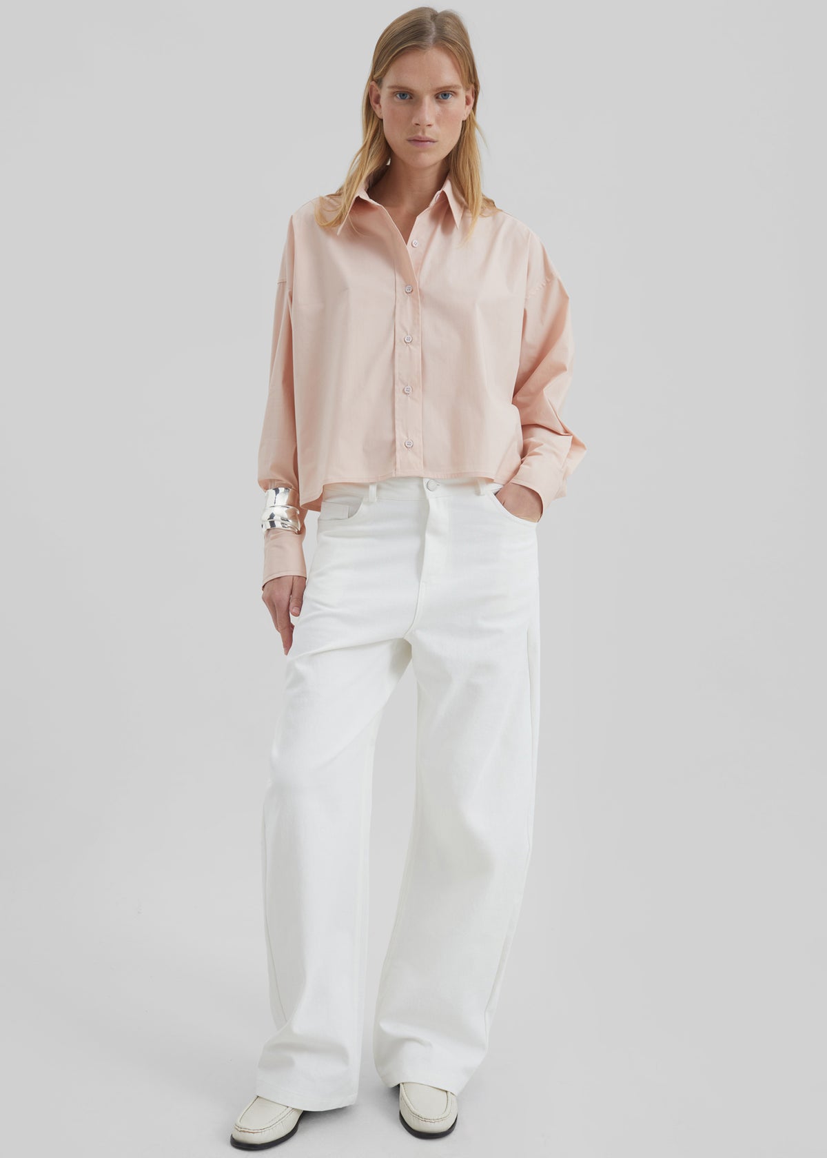 Nelton Barrel Leg Jeans - White - 5