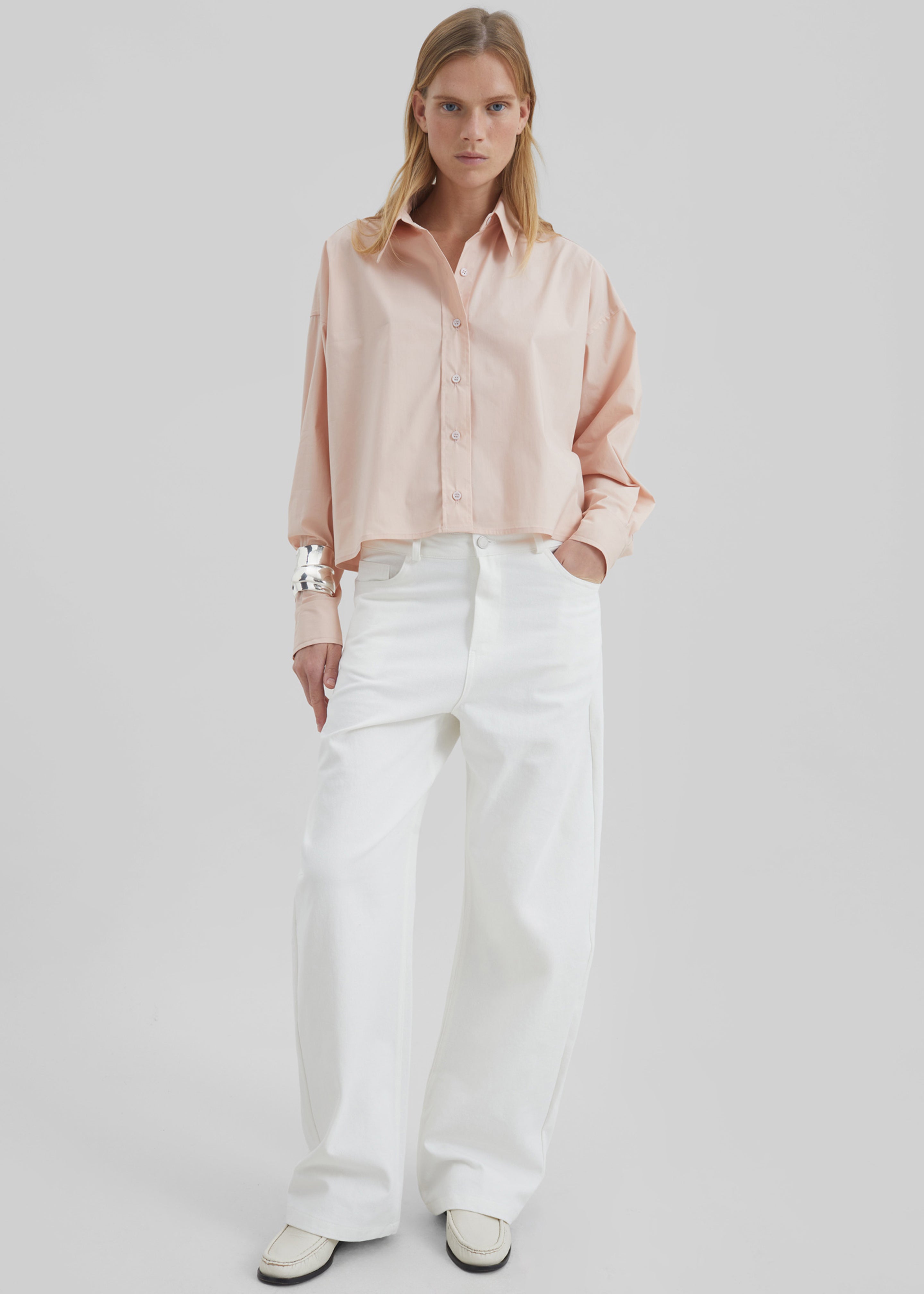 Nelton Barrel Leg Jeans - White - 5