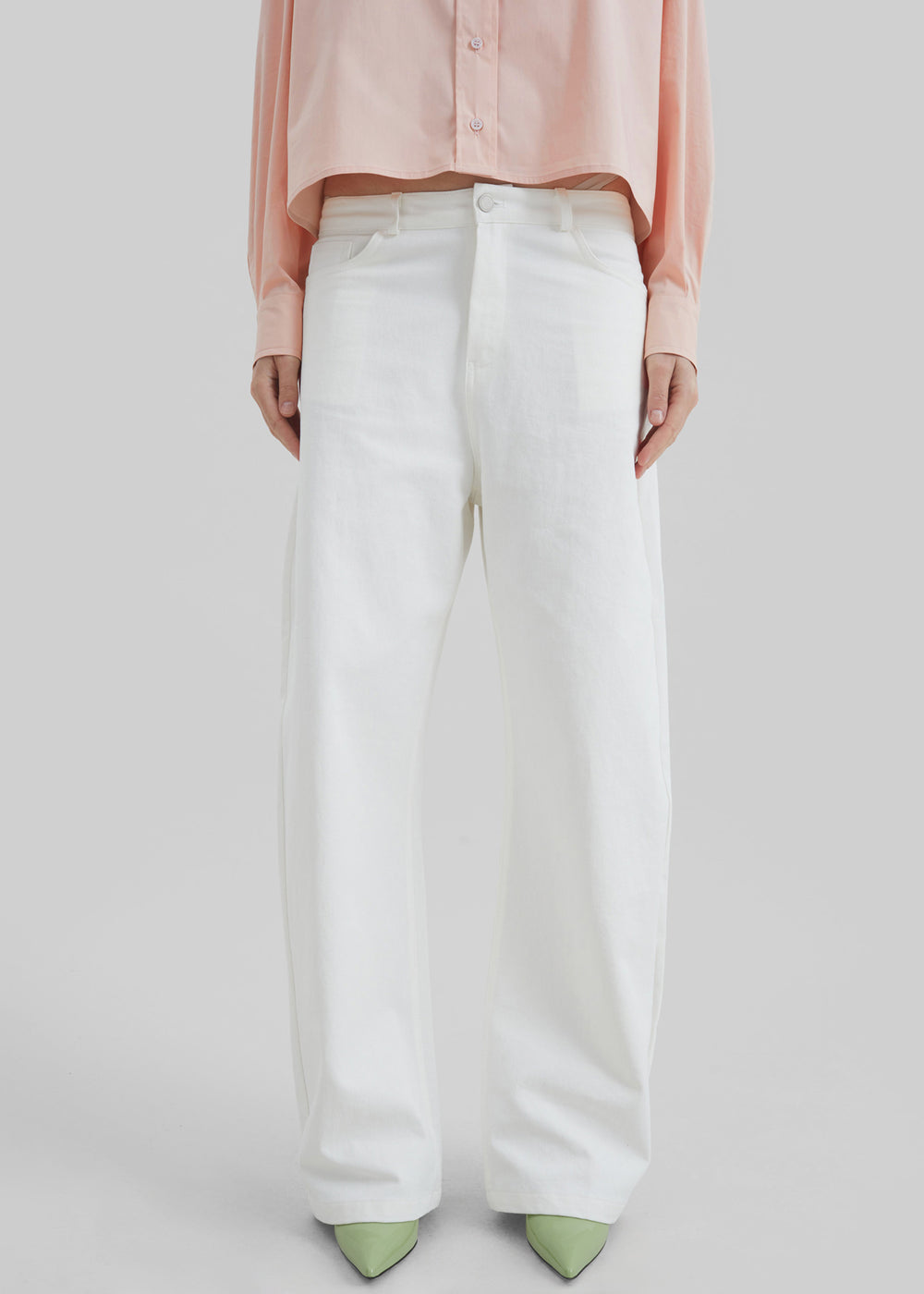 Nelton Barrel Leg Jeans - White - 1