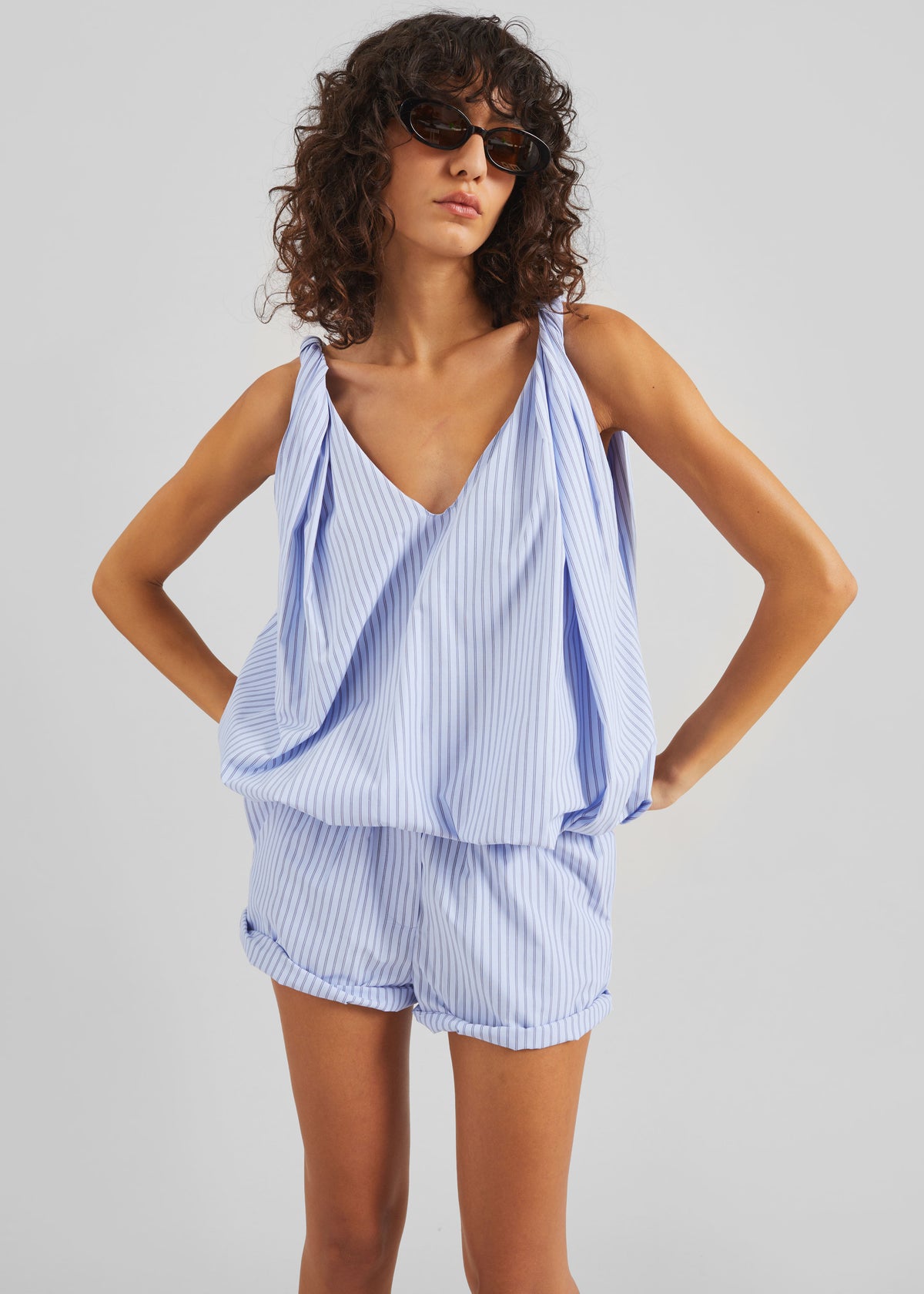 Nema Twisted Balloon Top - Blue Stripe - 3