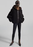 Nera Shearling Reversible Zip-Up Hooded Jacket - Dark Brown