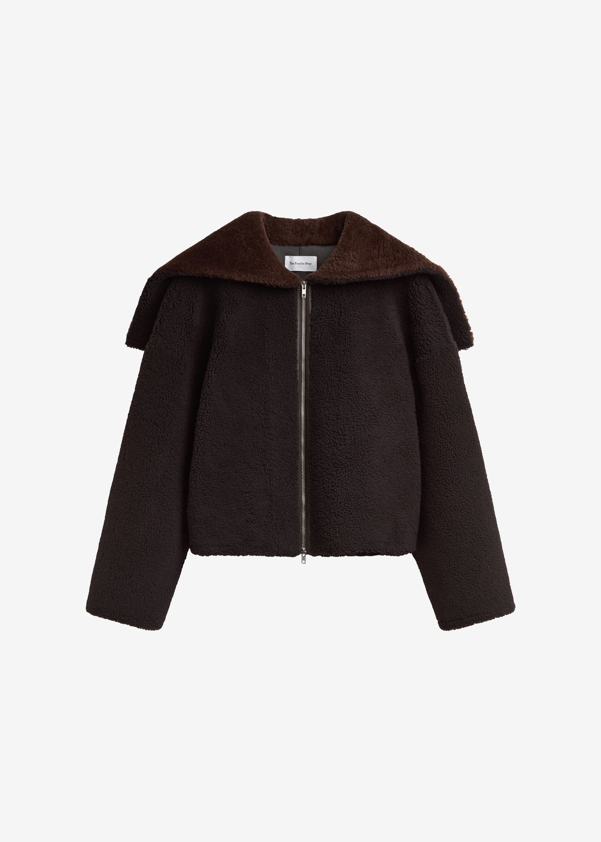 Nera Shearling Reversible Zip-Up Hooded Jacket - Dark Brown