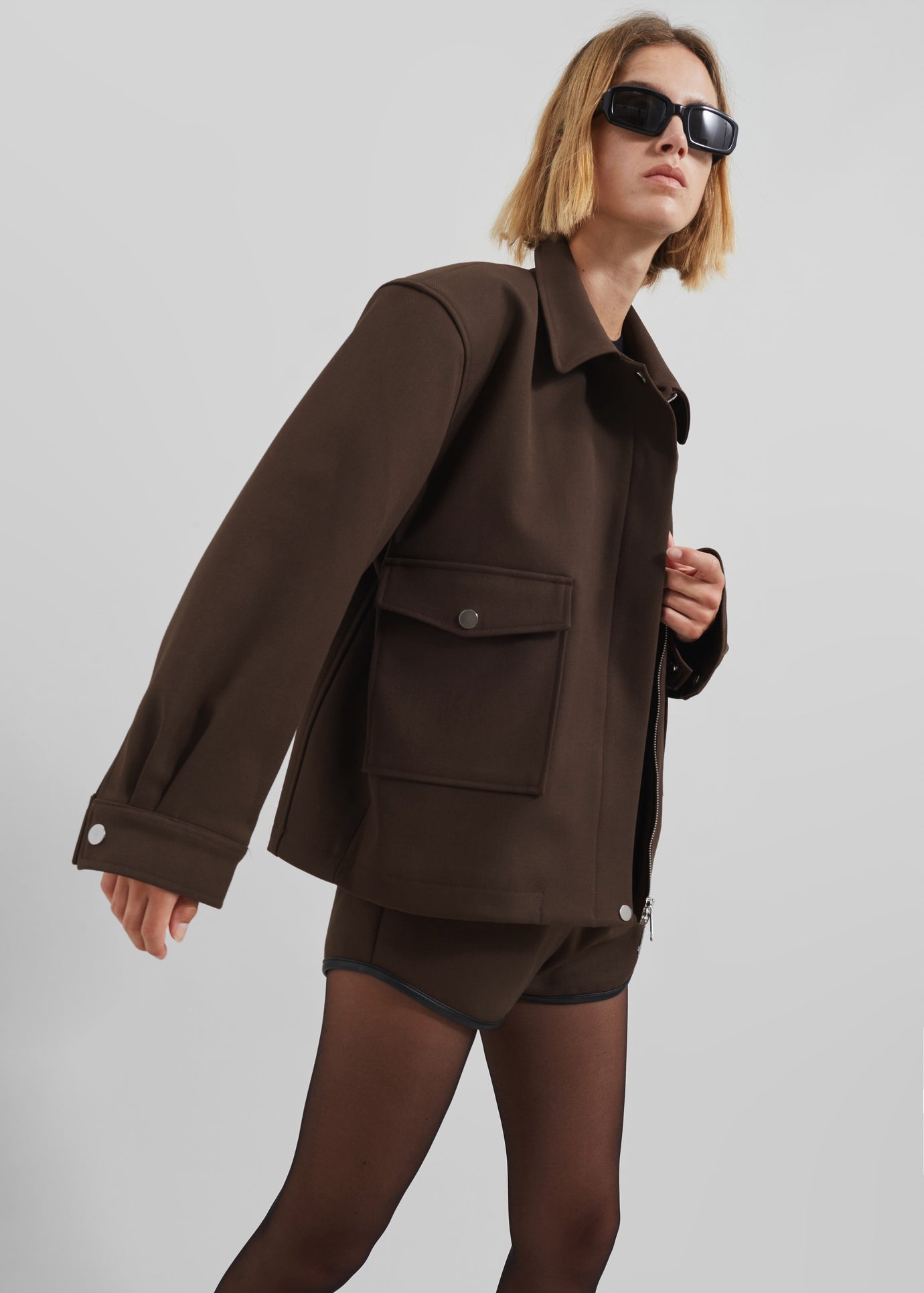 Neri Cropped Jacket - Brown - 1